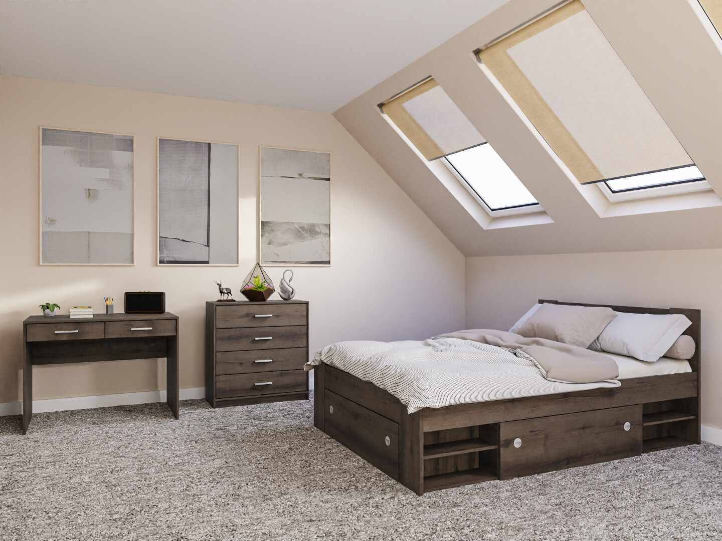 Комплект за спалня Novsore 155 (Тъмен дъб)