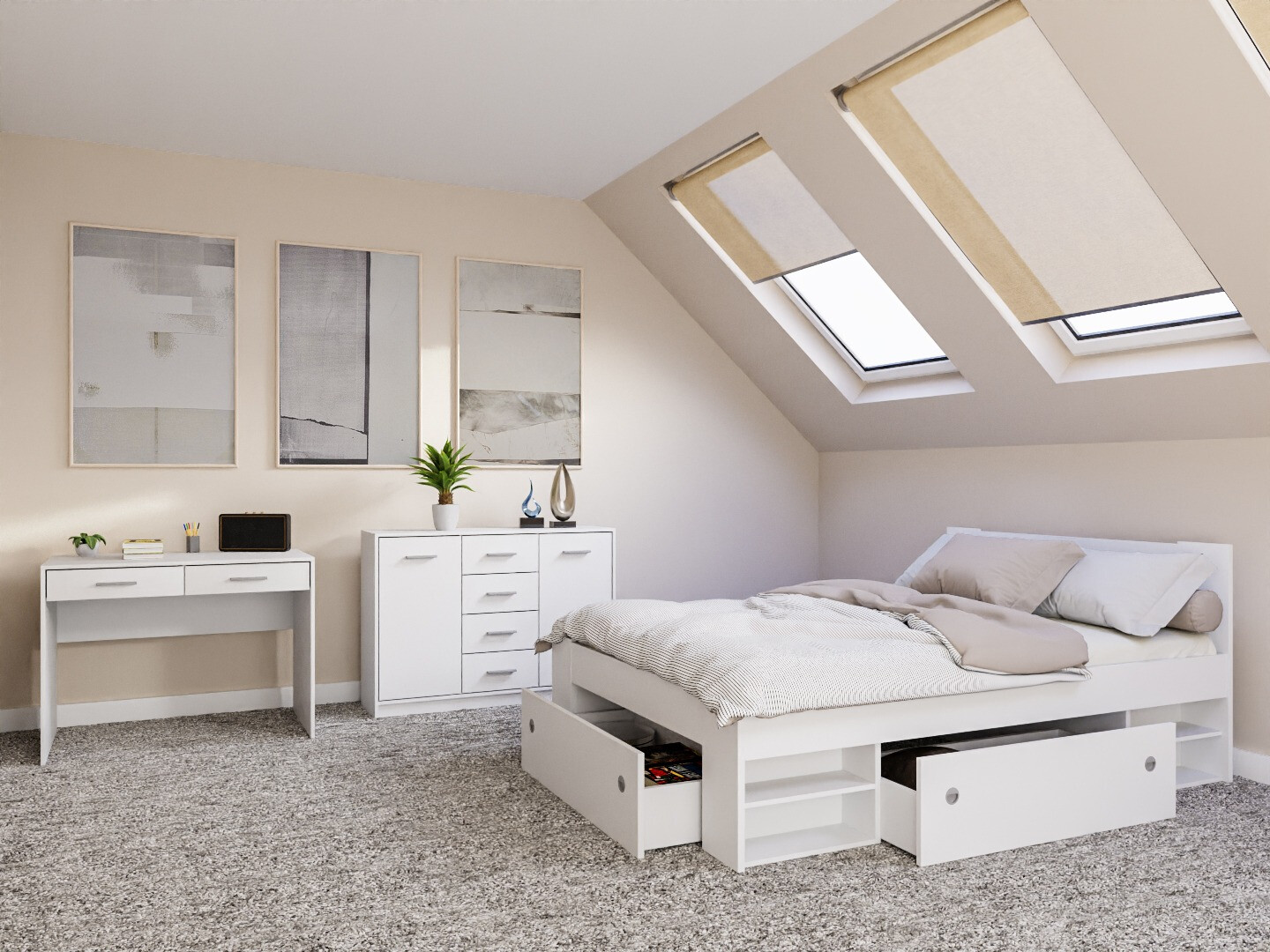 Комплект за спалня Novsore 156 (Бял)