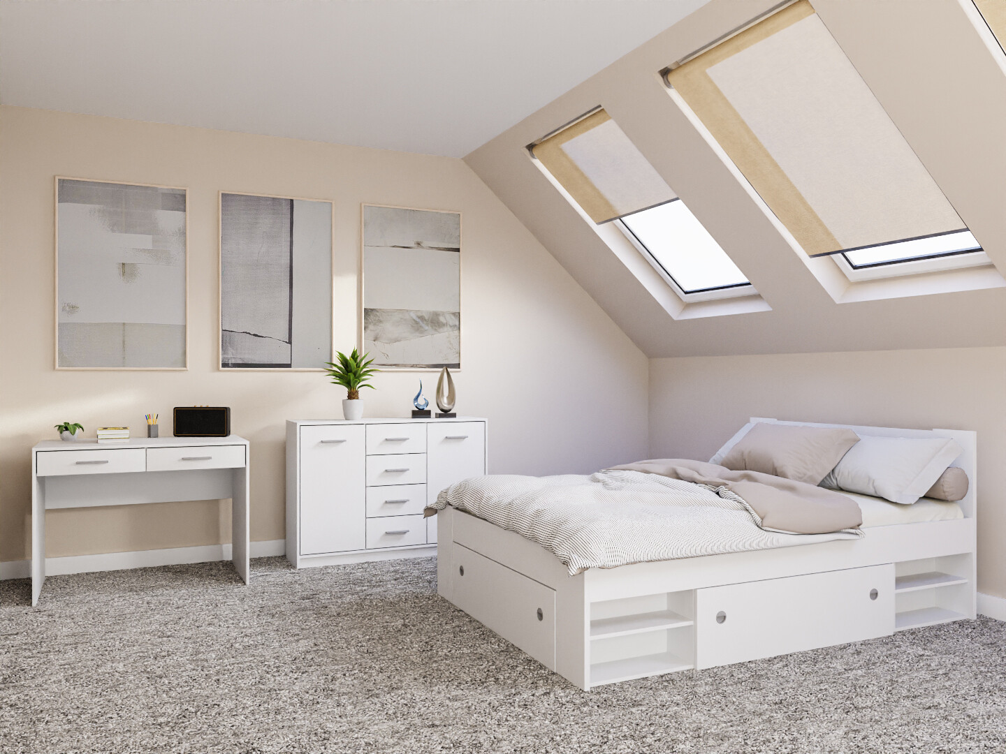 Комплект за спалня Novsore 156 (Бял)