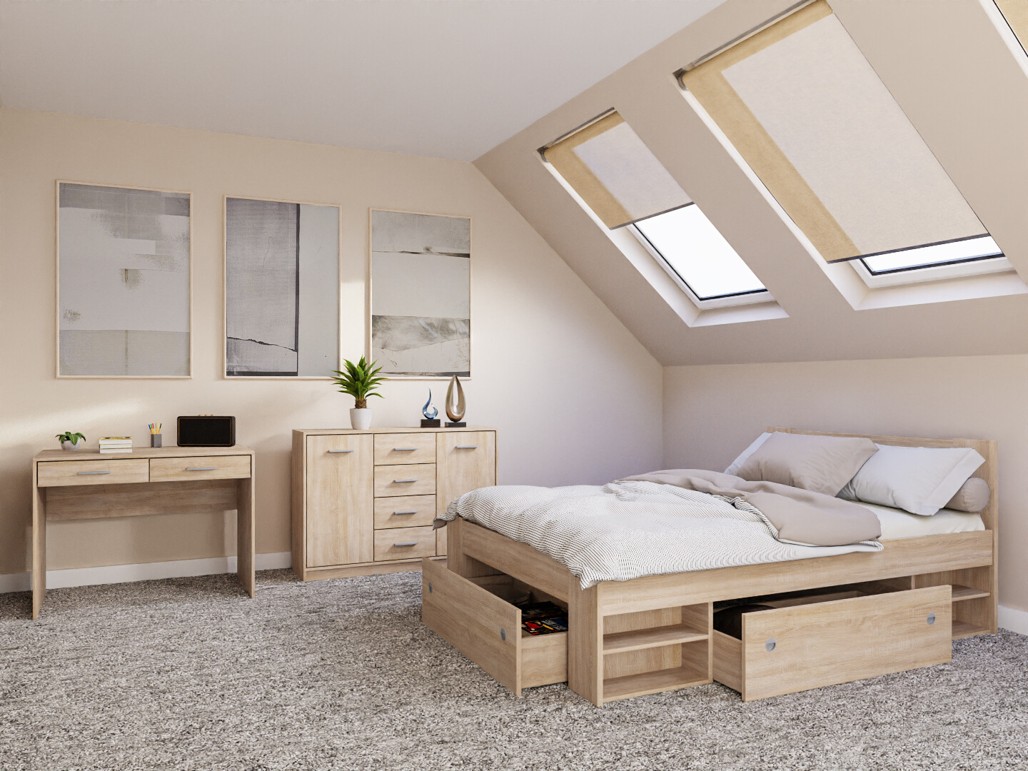 Комплект за спалня Novsore 156 (Сонома дъб)