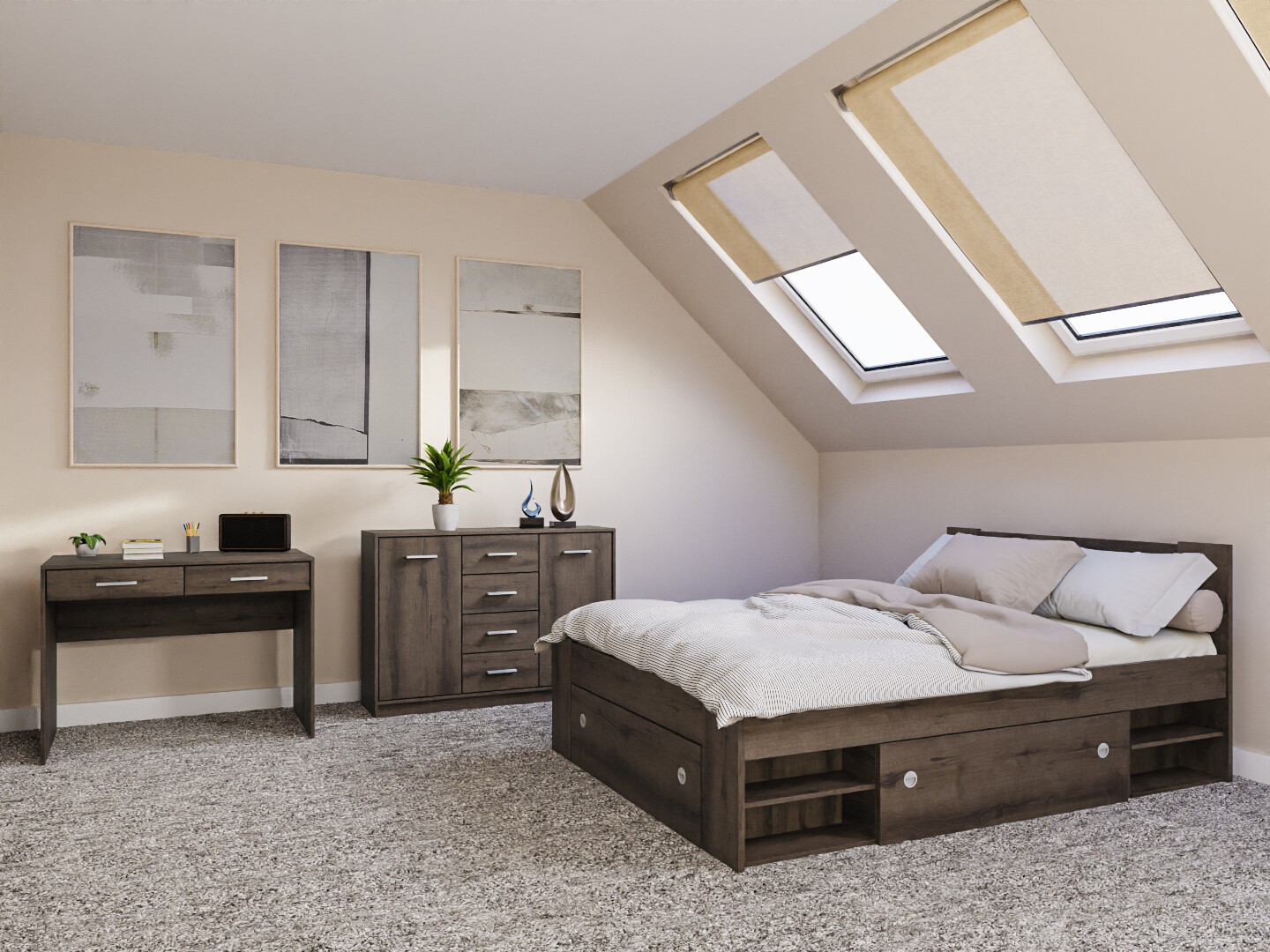 Комплект за спалня Novsore 156 (Тъмен дъб)