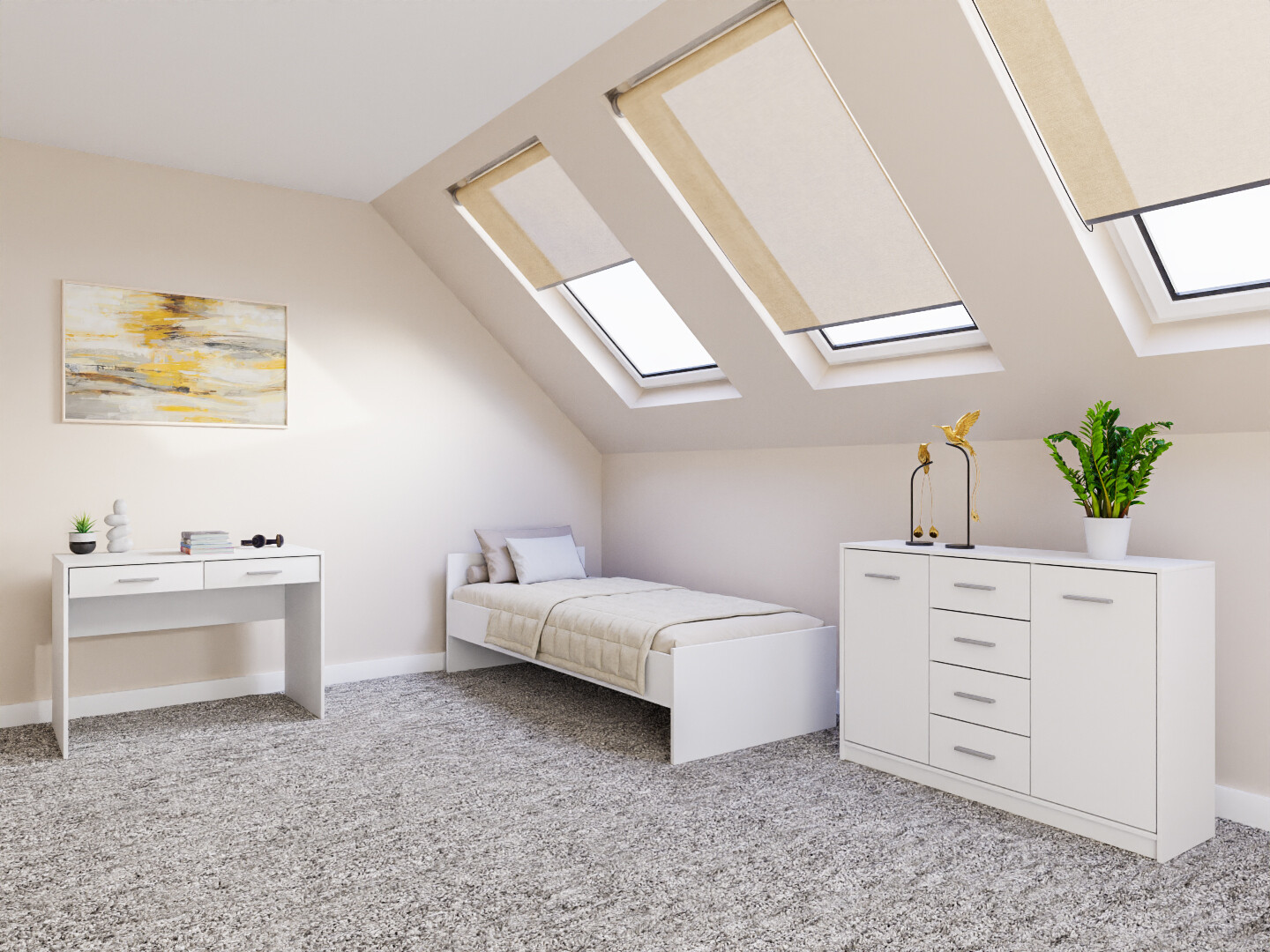 Комплект за спалня Novsore 149 (Бял)