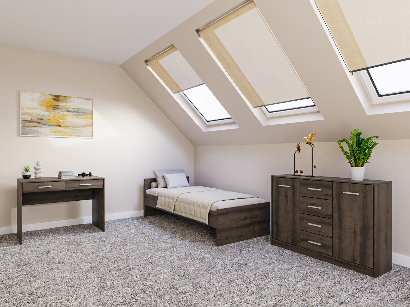 Комплект за спалня Novsore 149 (Тъмен дъб)