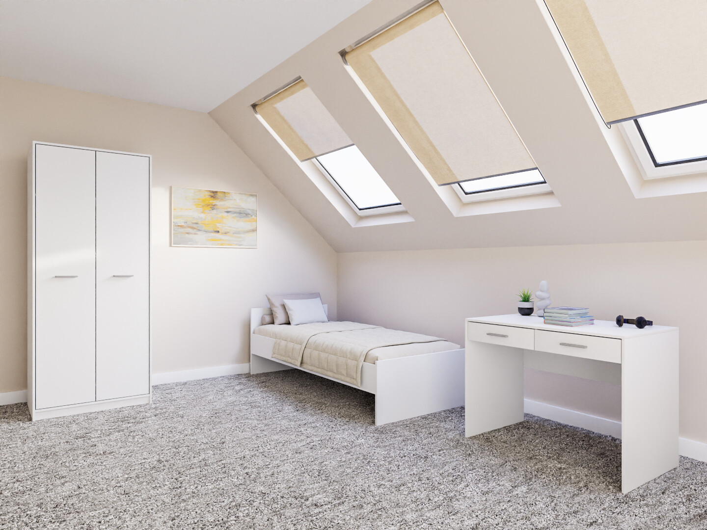 Комплект за спалня Novsore 157 (Бял)