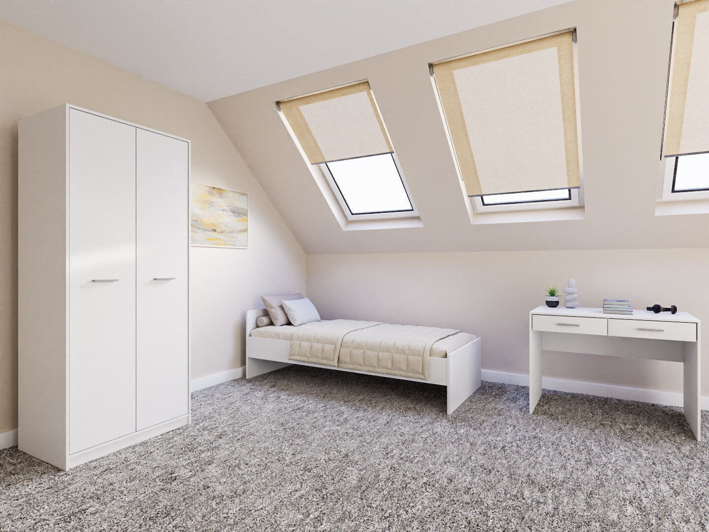 Комплект за спалня Novsore 157 (Бял)