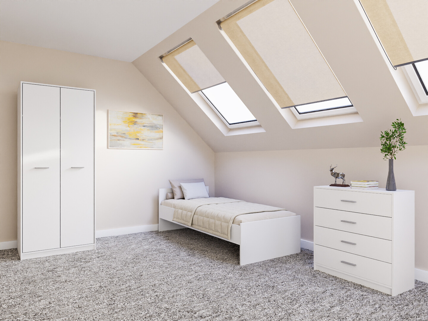 Комплект за спалня Novsore 151 (Бял)