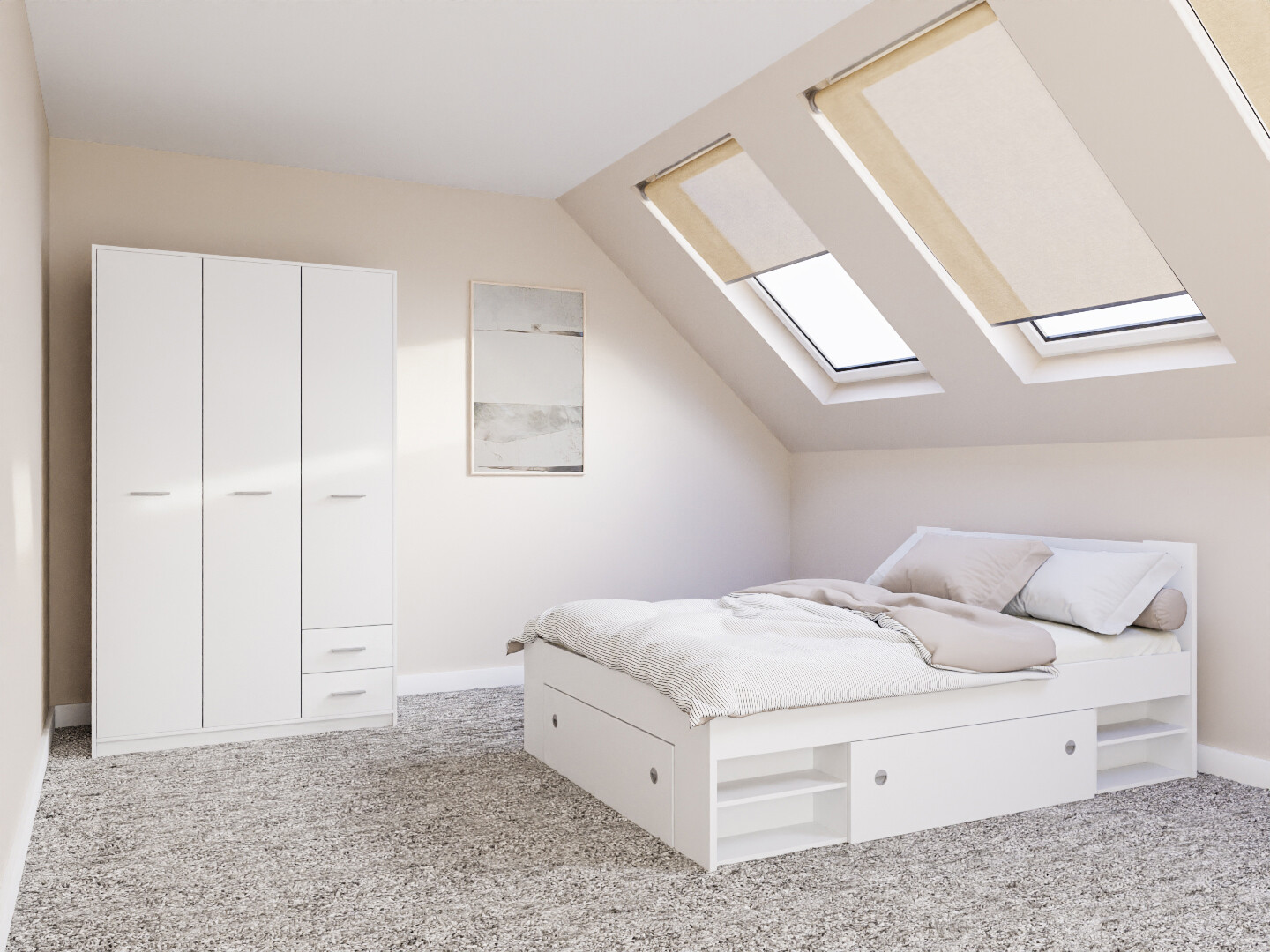 Комплект за спалня Novsore 158 (Бял)