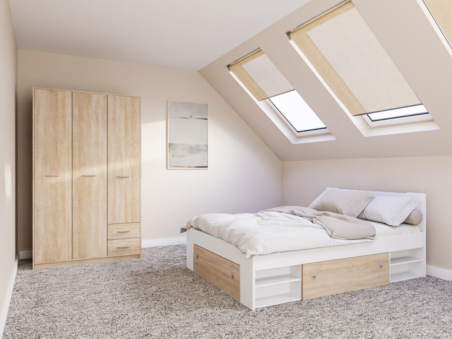 Комплект за спалня Novsore 158 (Бял)