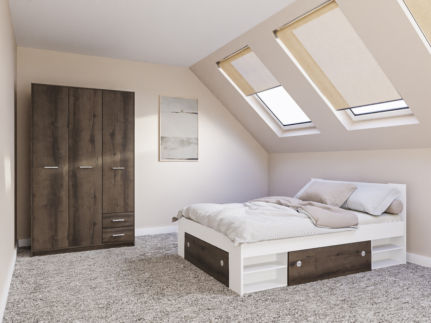 Комплект за спалня Novsore 158 (Бял)