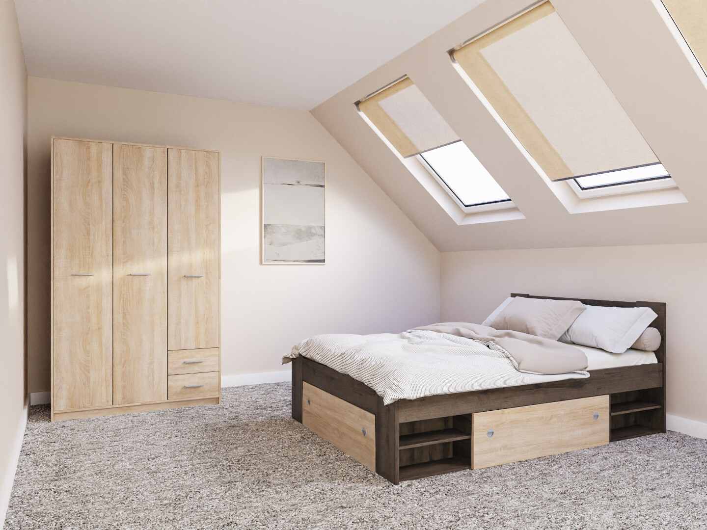 Комплект за спалня Novsore 158 (Тъмен дъб)