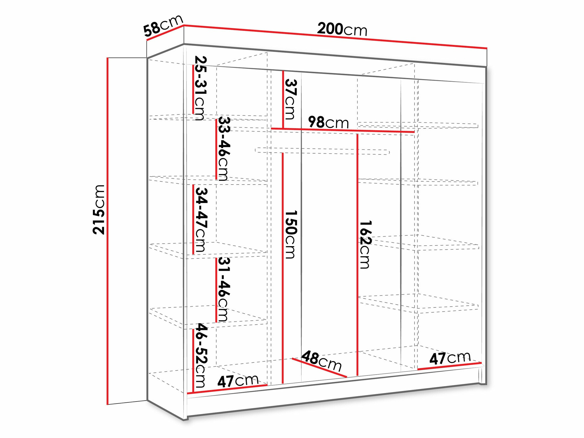 Гардероб Closico Durion III (Черен)