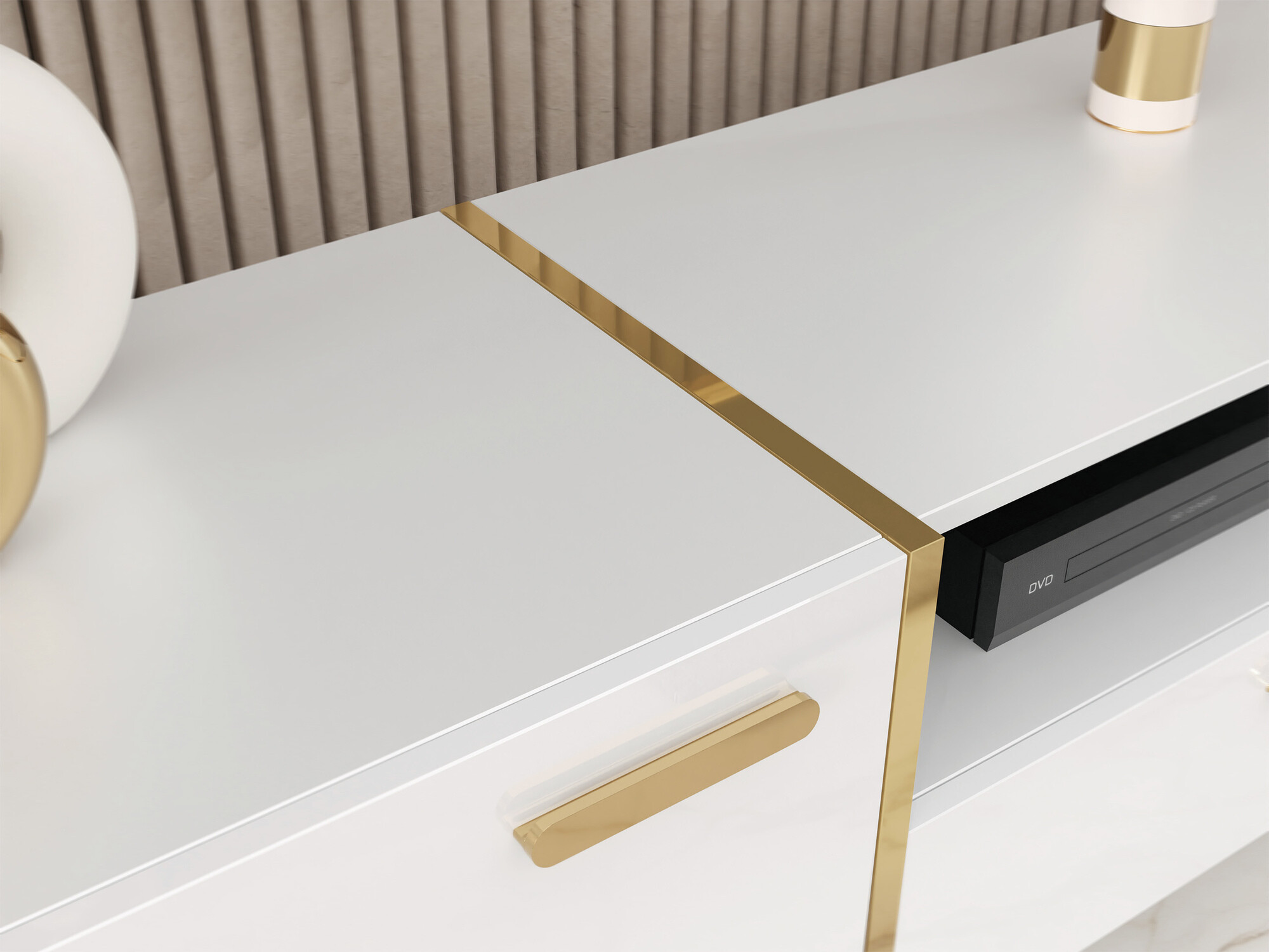 ТВ шкаф Comfivo Teslomo 113 (Бял + Бял гланц)