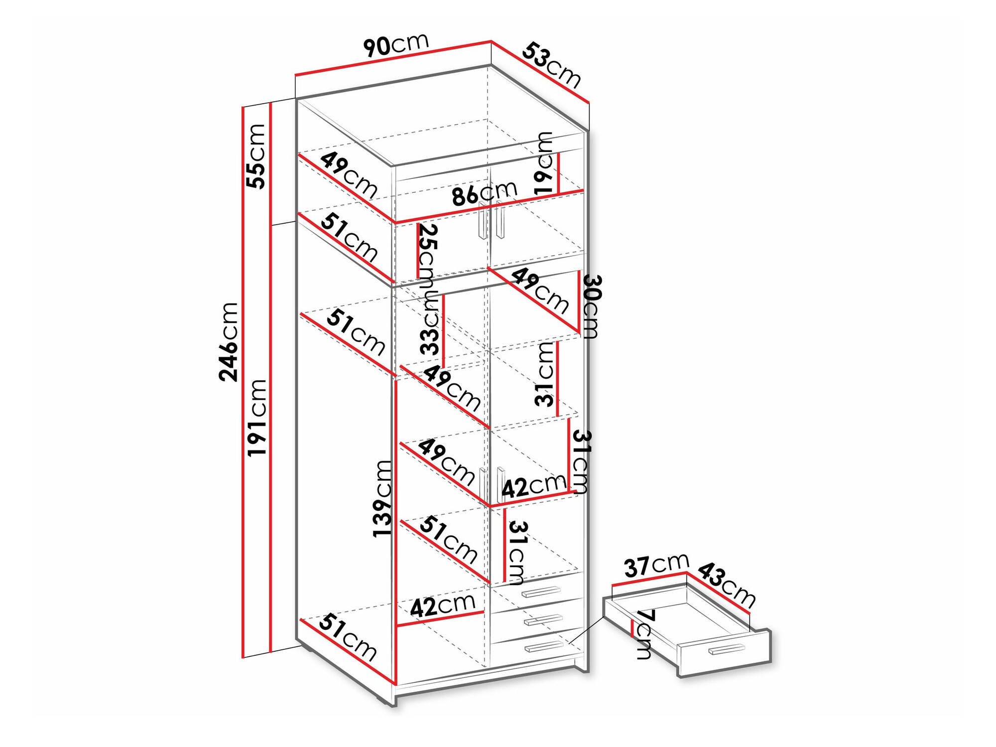 Гардероб Novduni 113 (Бял)