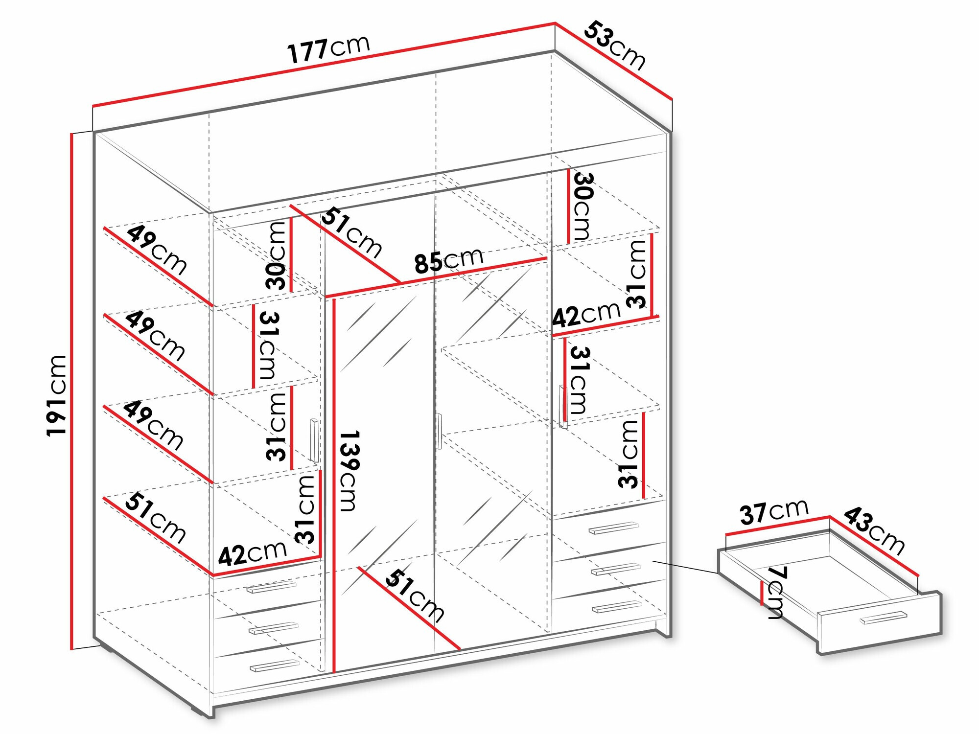 Гардероб Novduni 115 (Бял)