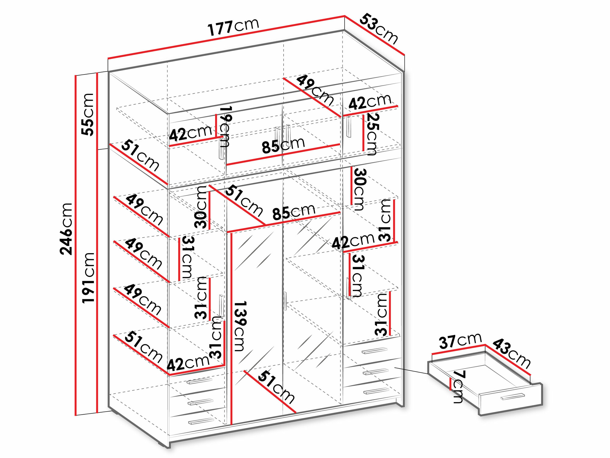 Гардероб Novduni 120 (Бял)