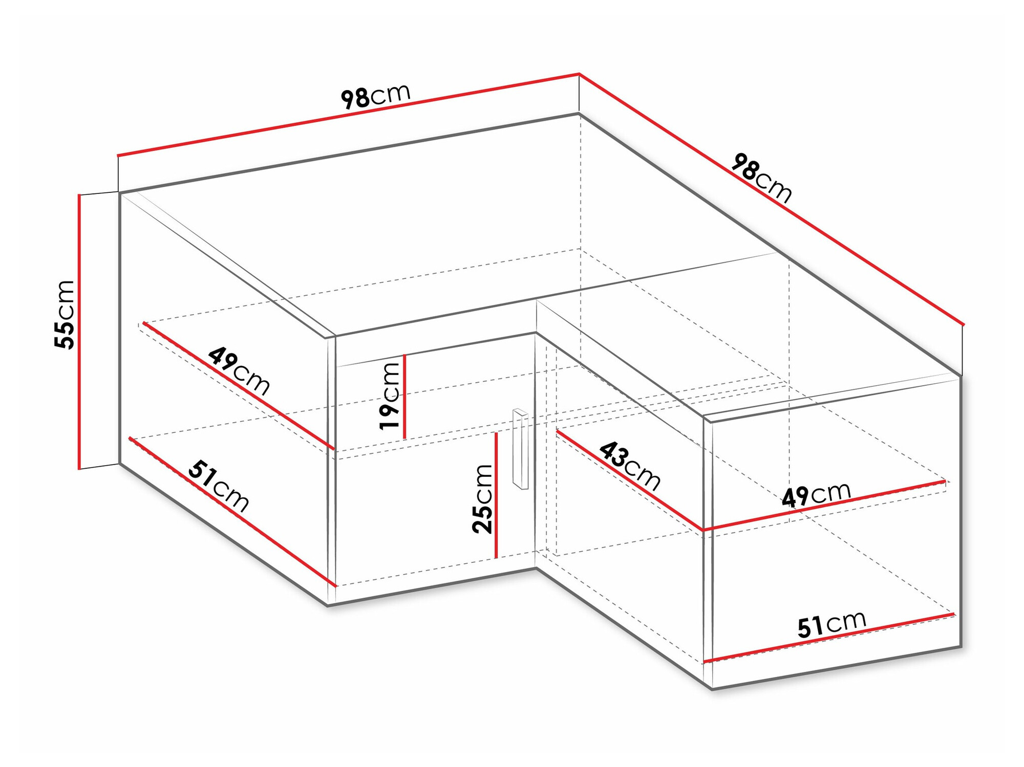 Ъглов шкаф Novduni 118 (Сонома дъб)