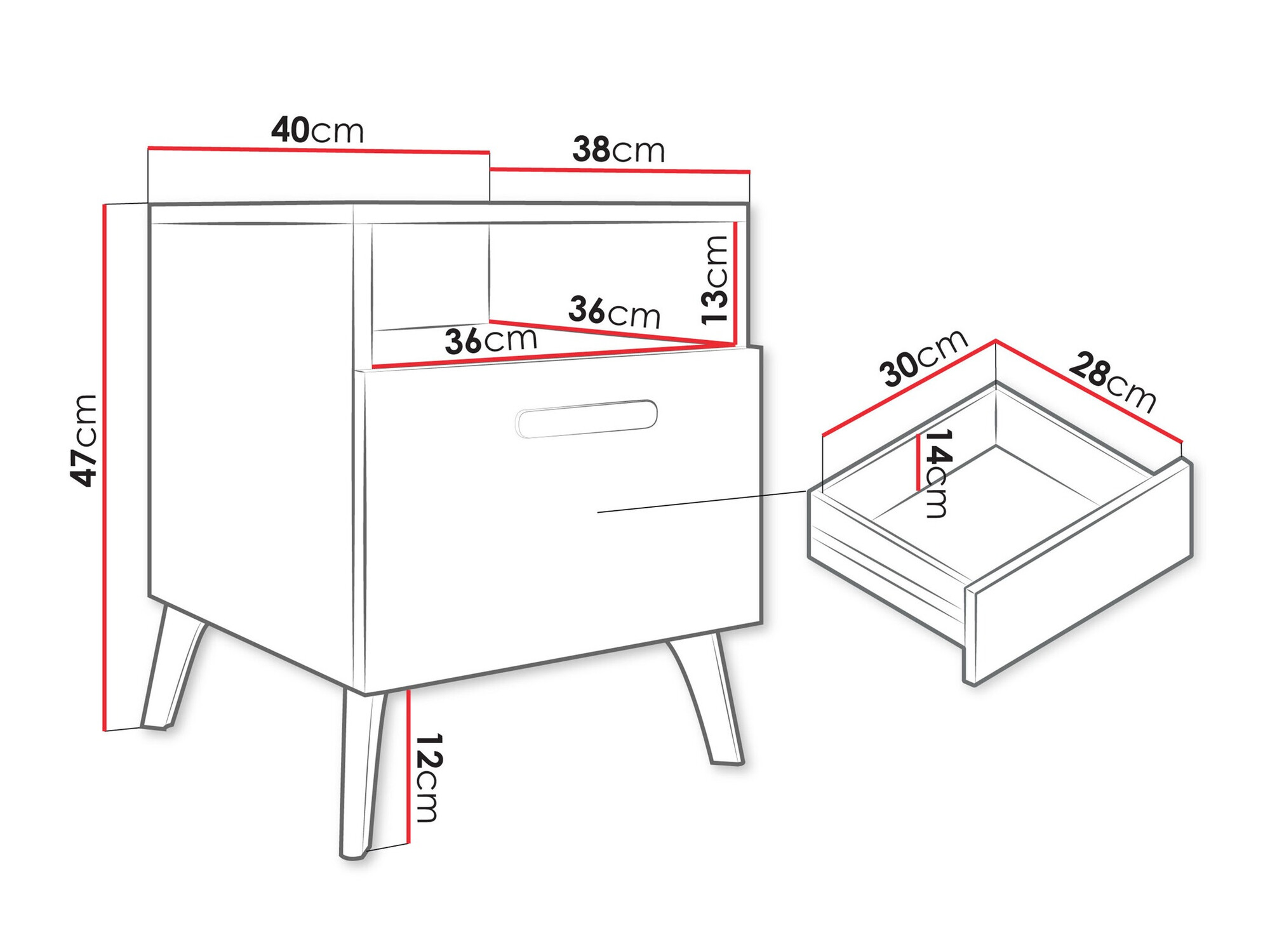 Нощно шкафче Comfivo Capella (Кашмир + Кашмир гланц)