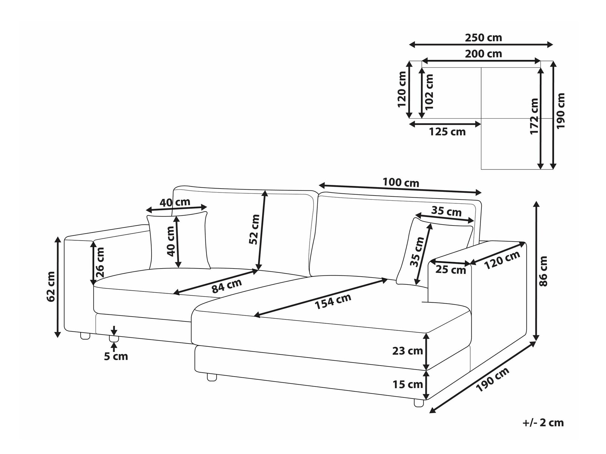 Ъглов диван Berwyn 2486 (Светло сив)