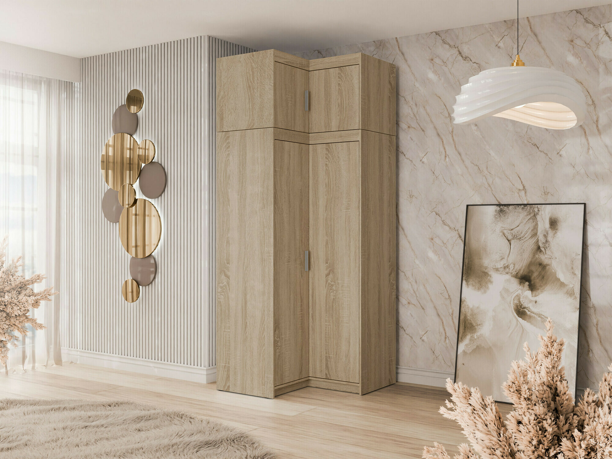 Ъглов шкаф Novduni 118 (Сонома дъб)