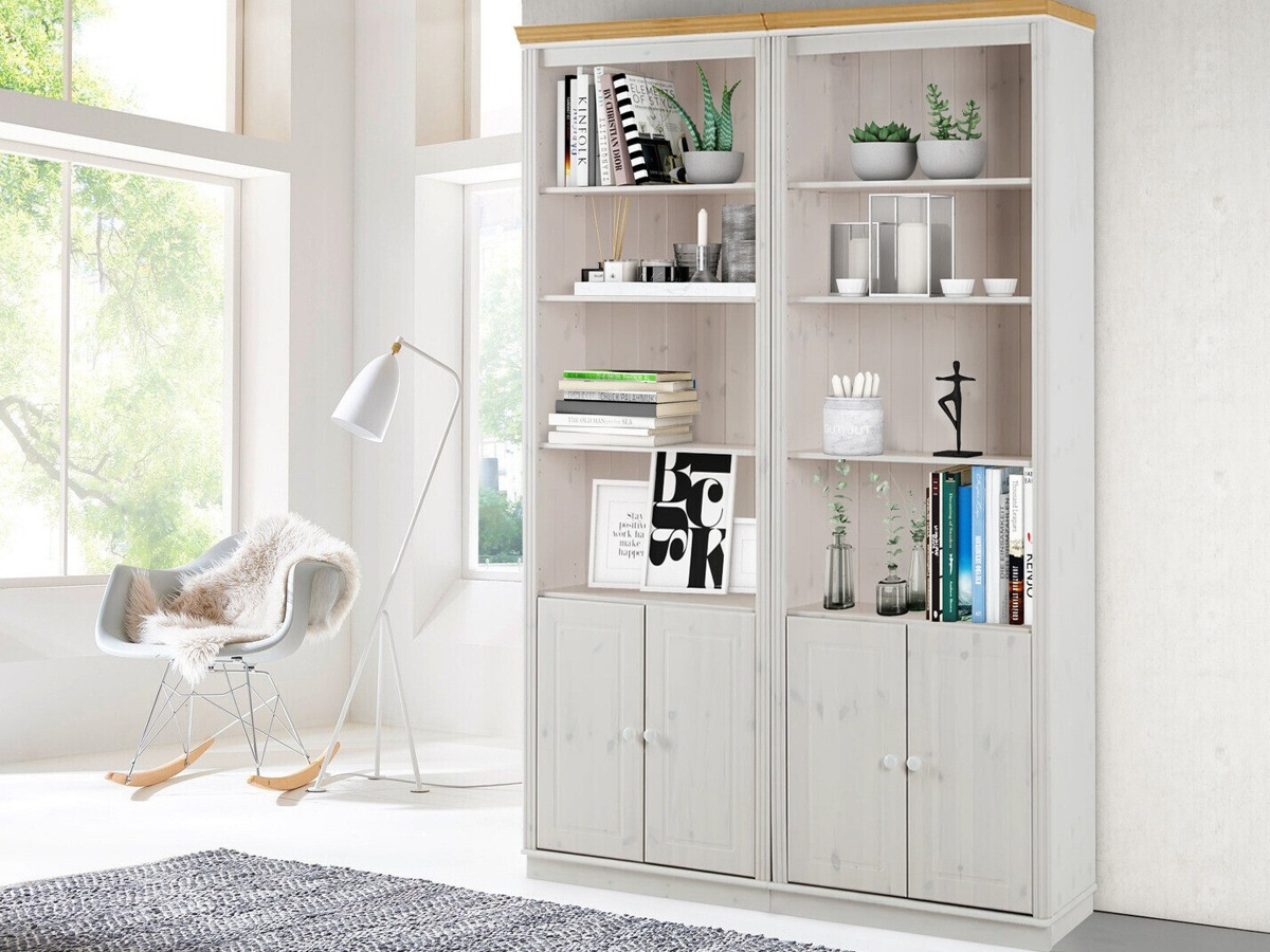 Комплект етажерки Saltoro 115 (Бял + Меден дъб)