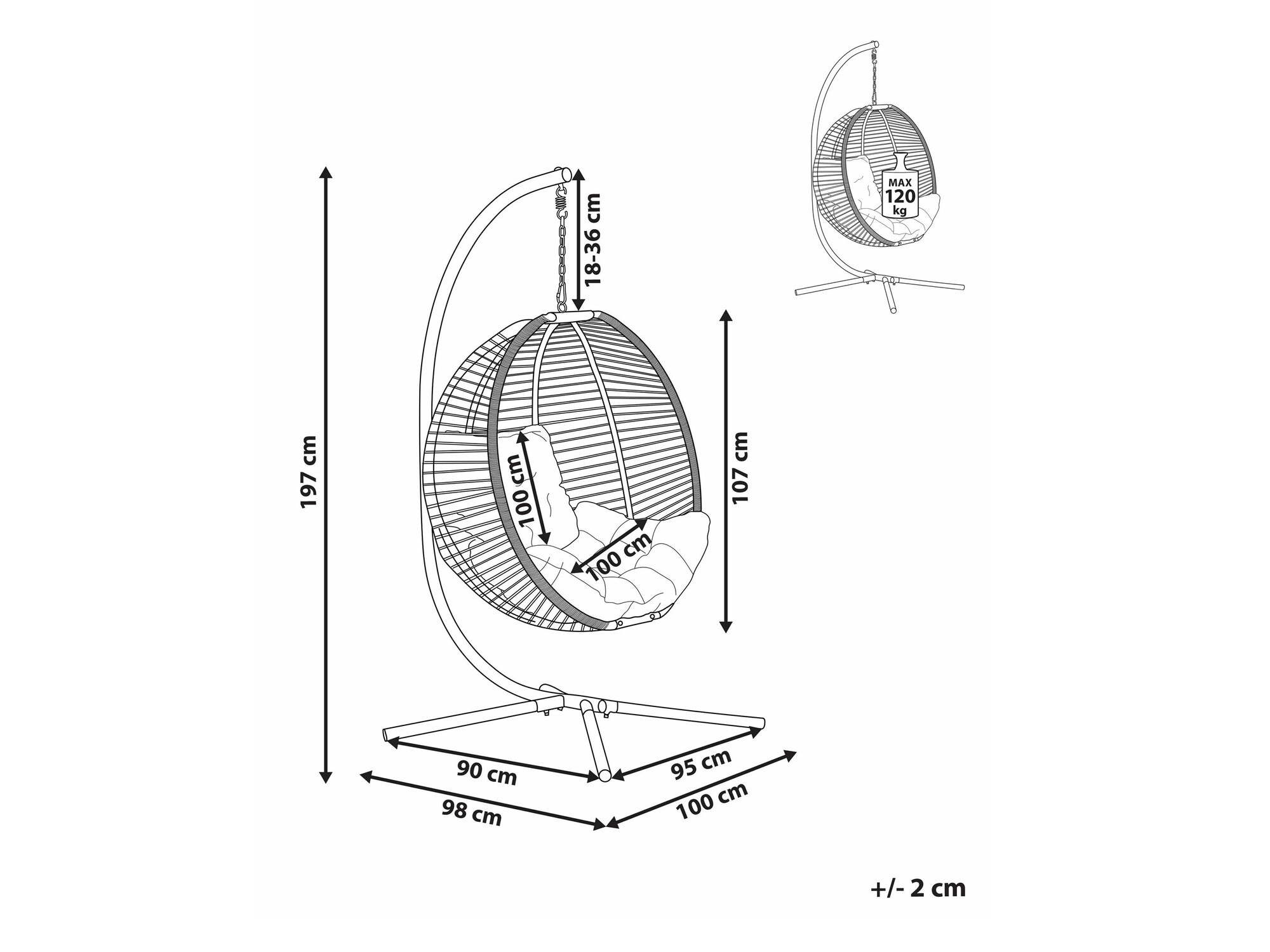 Градинска люлка Berwyn 2502 (Бежов + Бял)