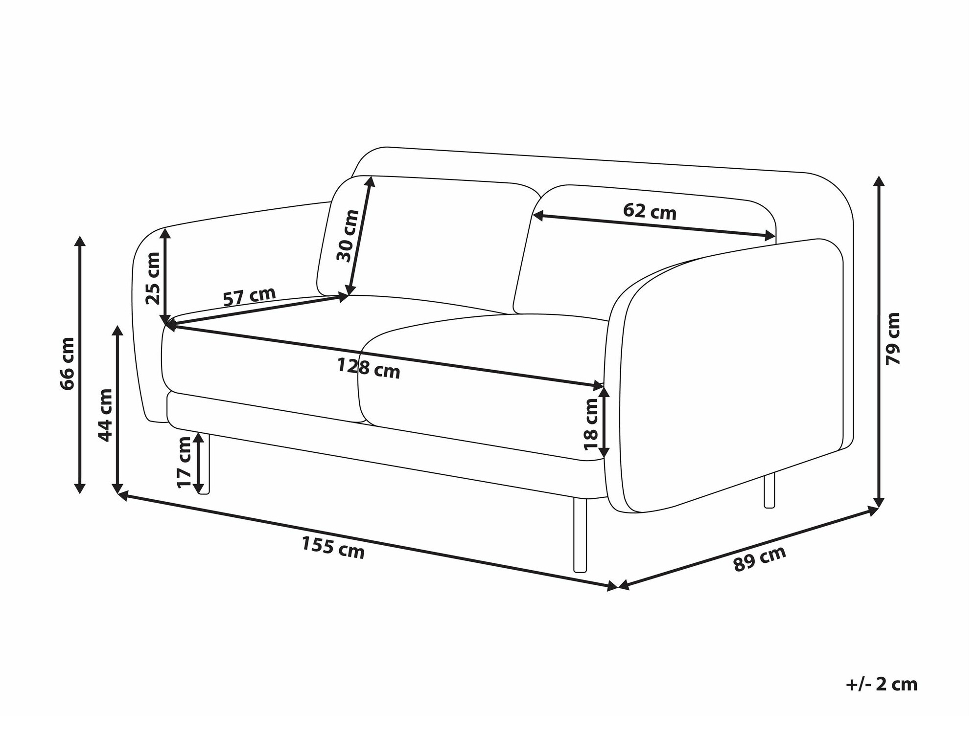 Диван Berwyn 2520 (Бял)