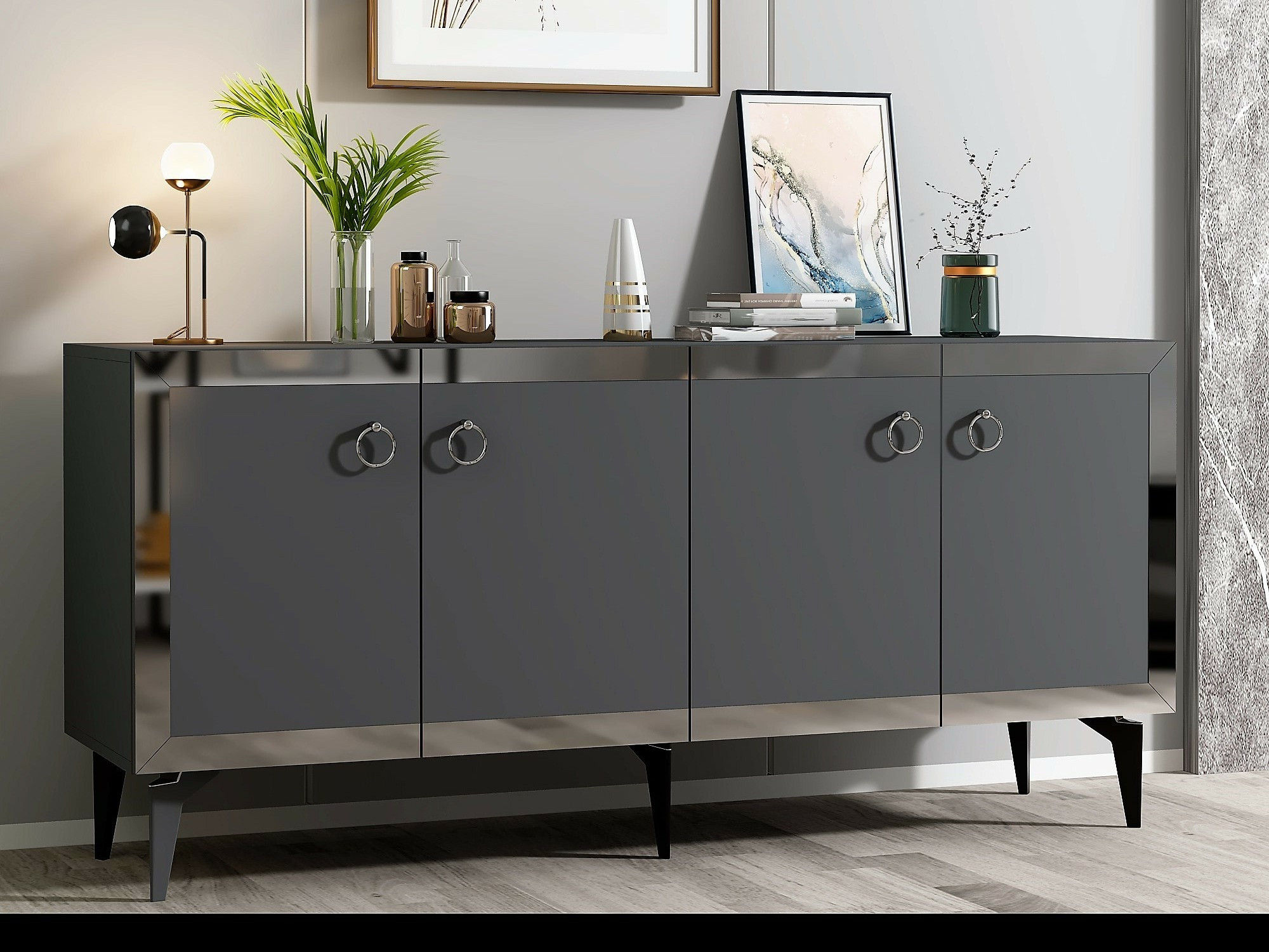 Шкаф Asheboro 169 (Антрацит + Сребро)