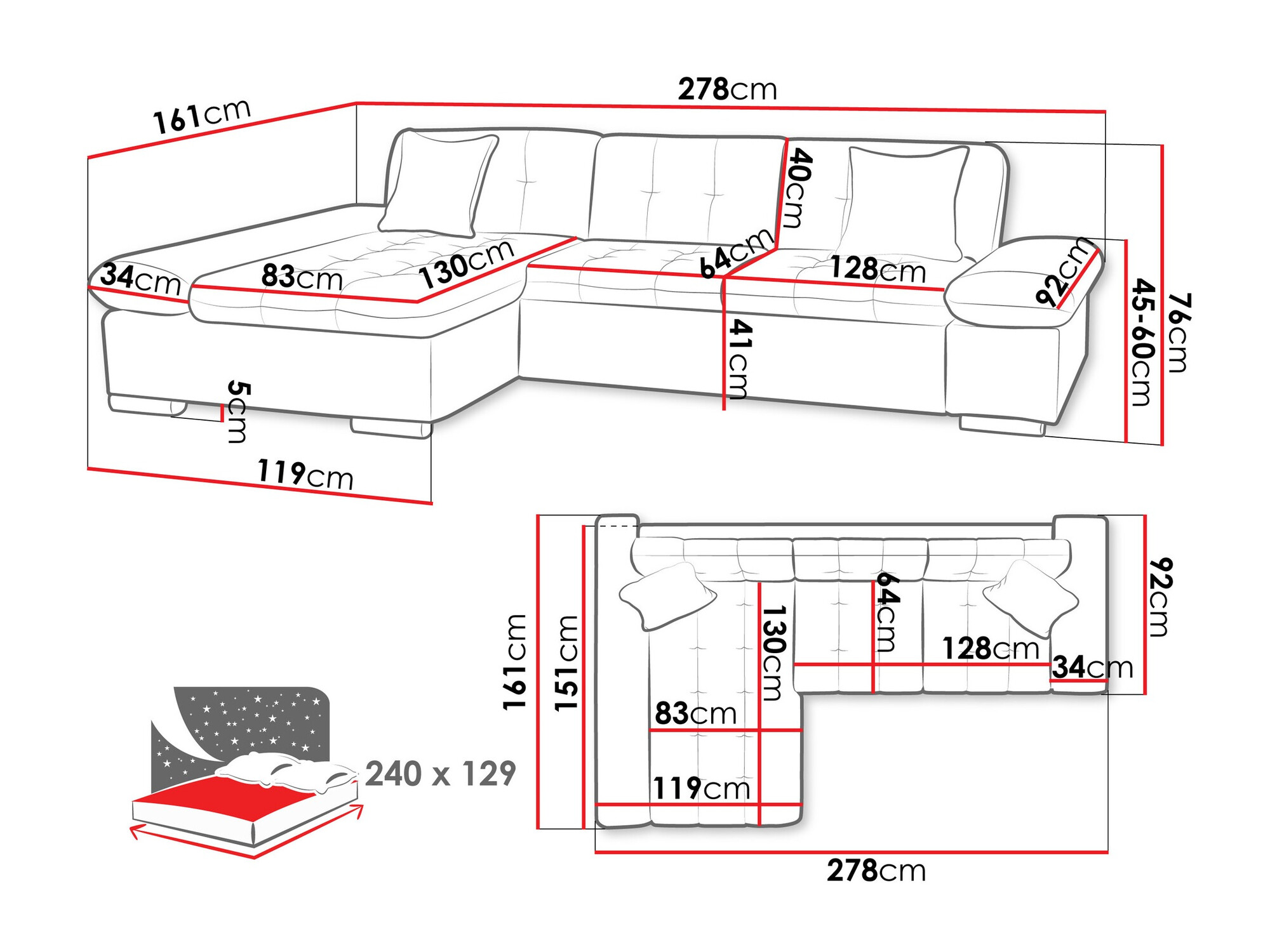 Ъглов диван Comfivo 152 (Clara 215.11)