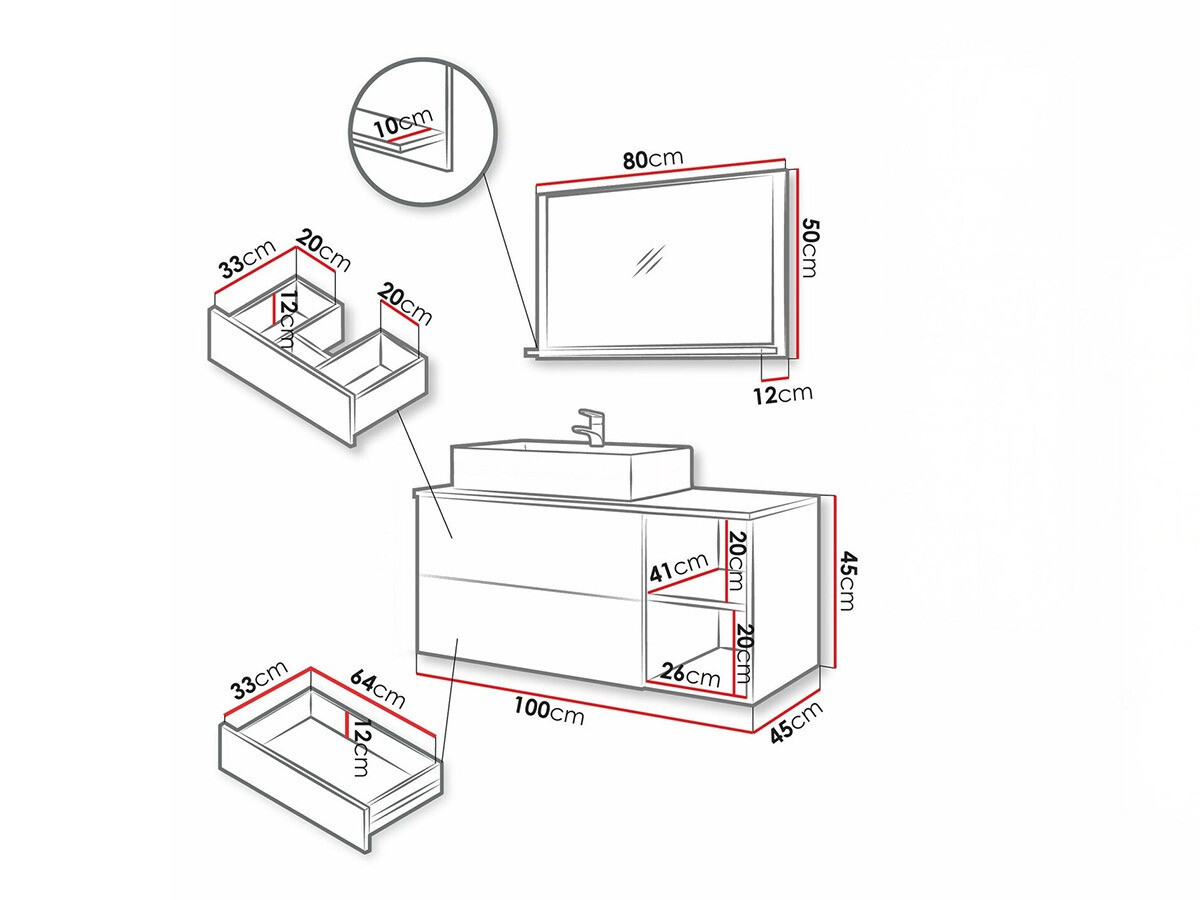 Комплект за баня Nauta (Орех + Бял мрамор)
