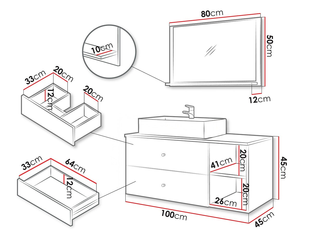 Комплект за баня Ophruvi 100 (Черен + Черен мрамор)