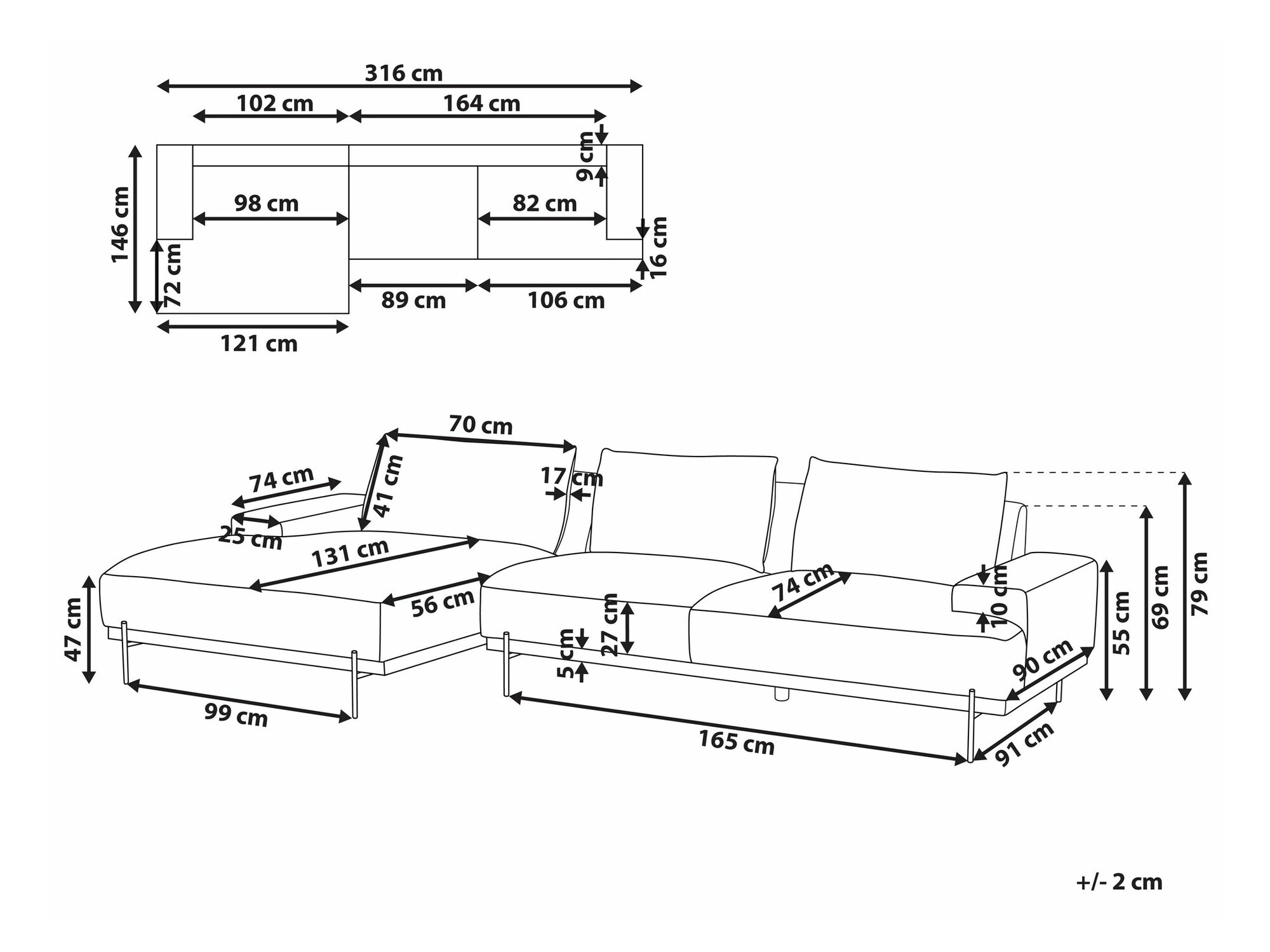 Ъглов диван Berwyn 2525 (Бежов)