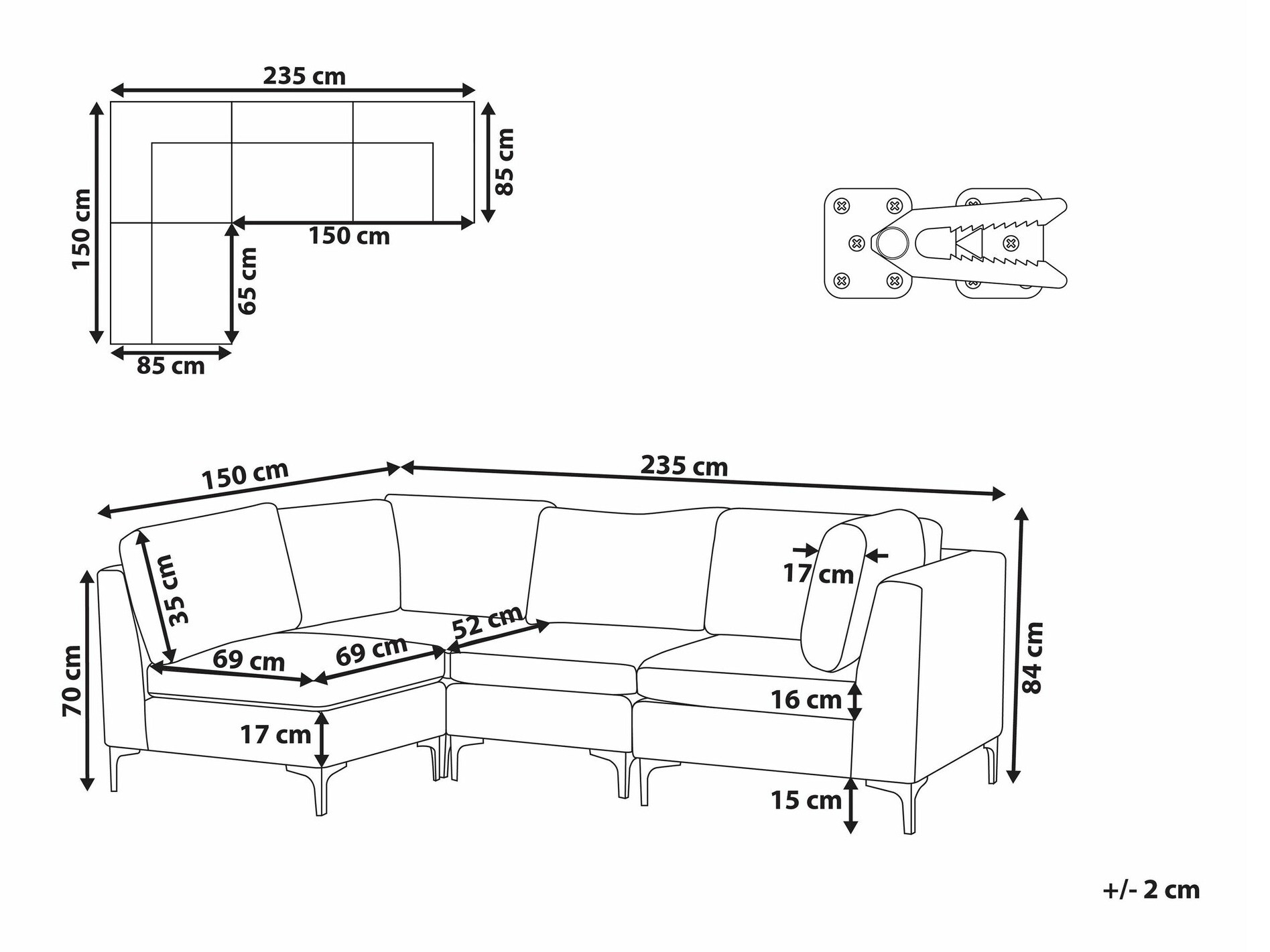 Модулен ъглов диван Berwyn 2527