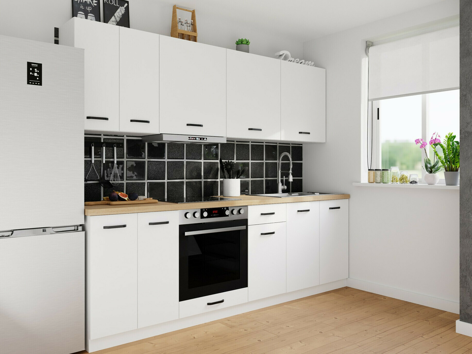 Модулен шкаф с чекмедже и врати Top White 105