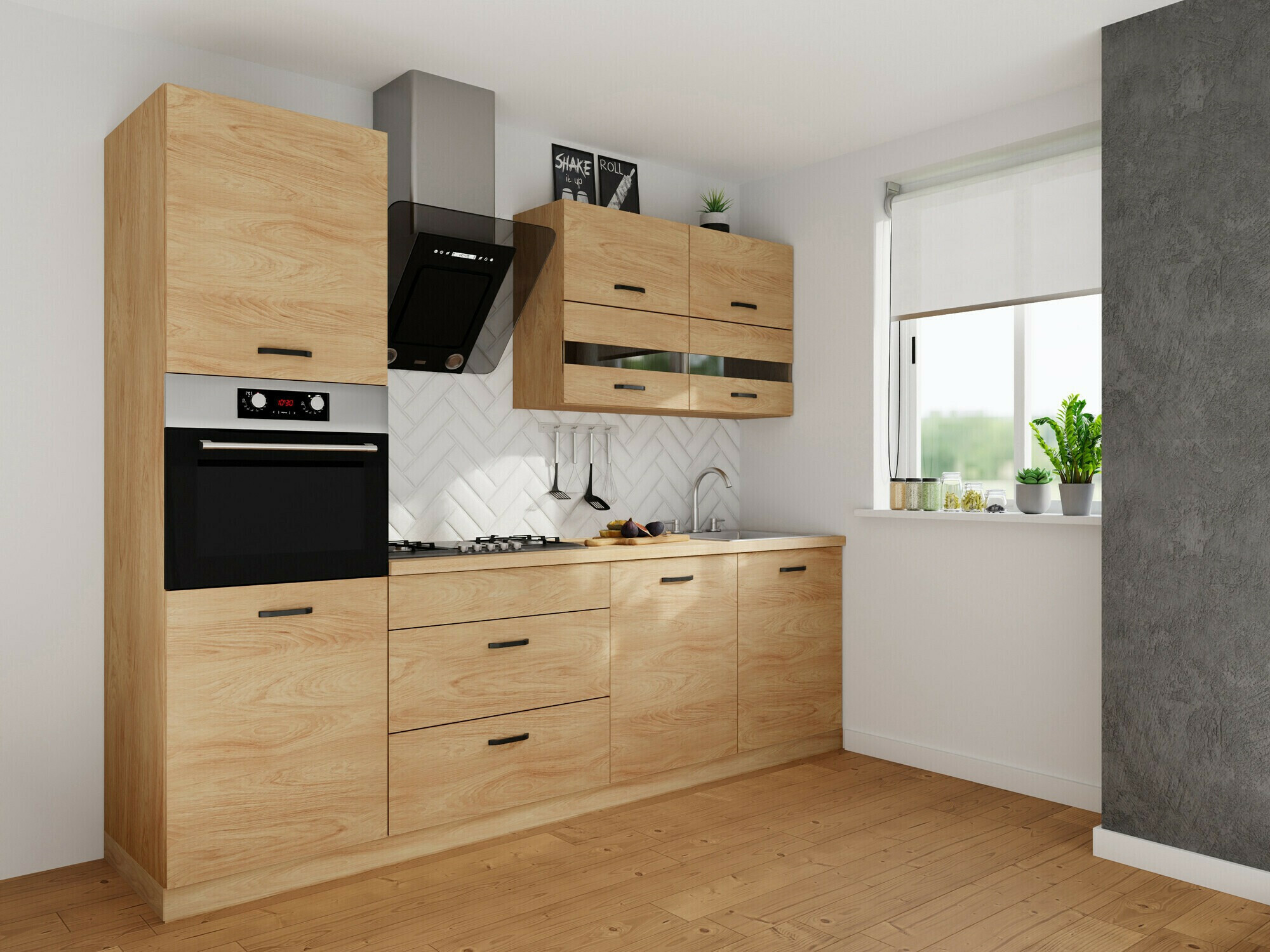 Модулен шкаф с чекмеджета Amper Oak 108