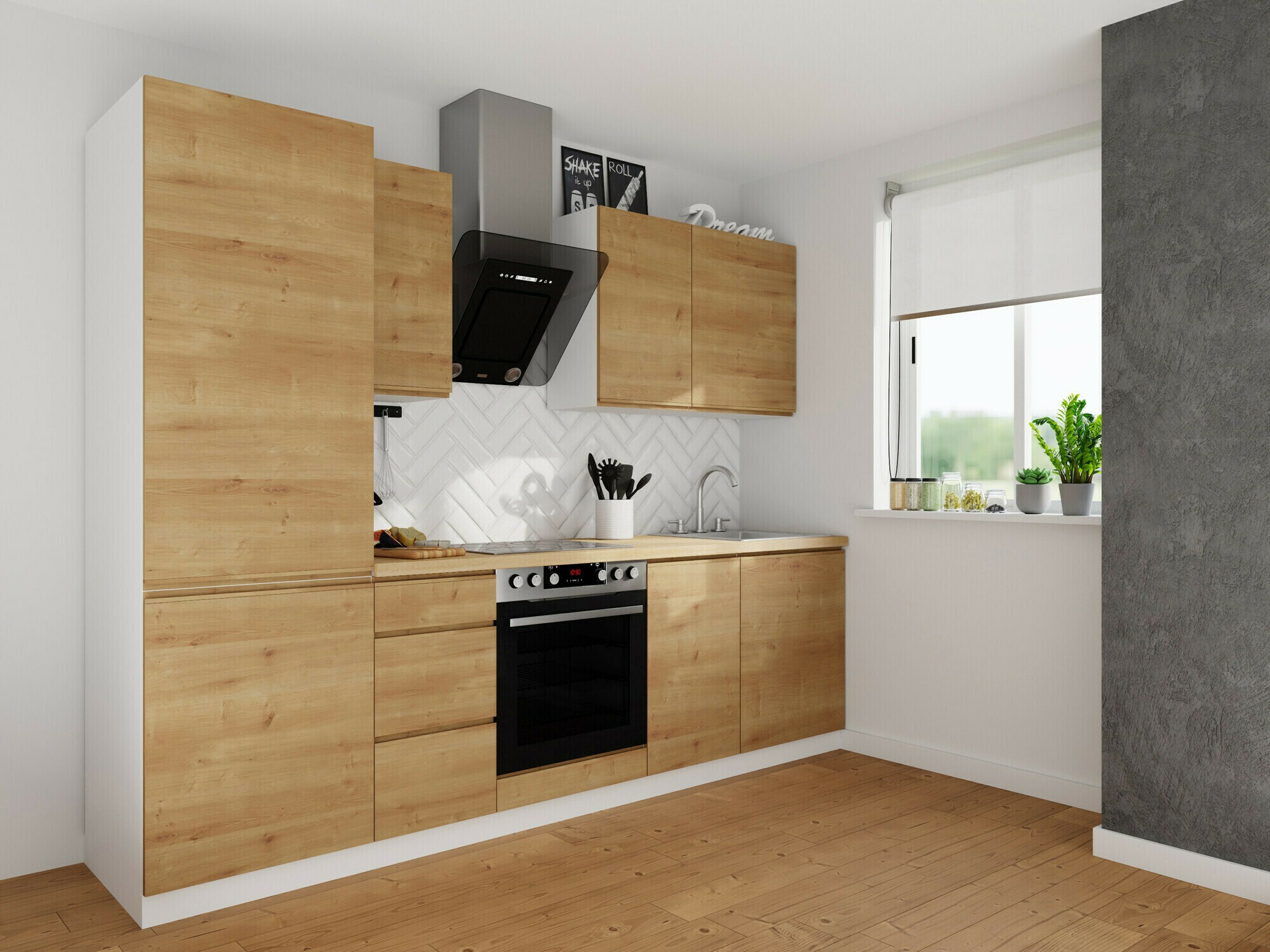 Модулен шкаф за мивка с врати Soli Oak 123