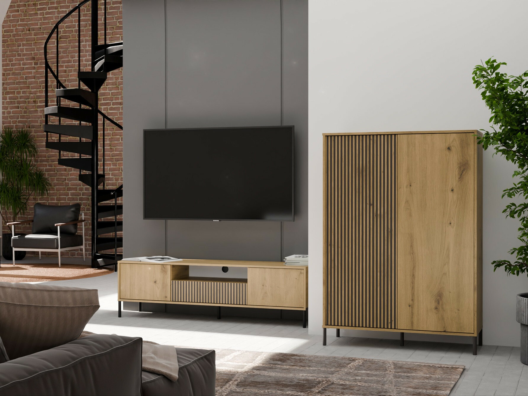 Етажерка Orlsone 102 (Artisan дъб + Черен)