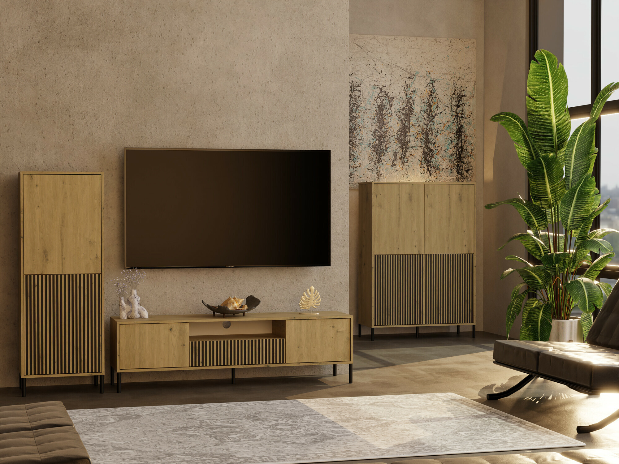 Етажерка Orlsone 103 (Artisan дъб + Черен)