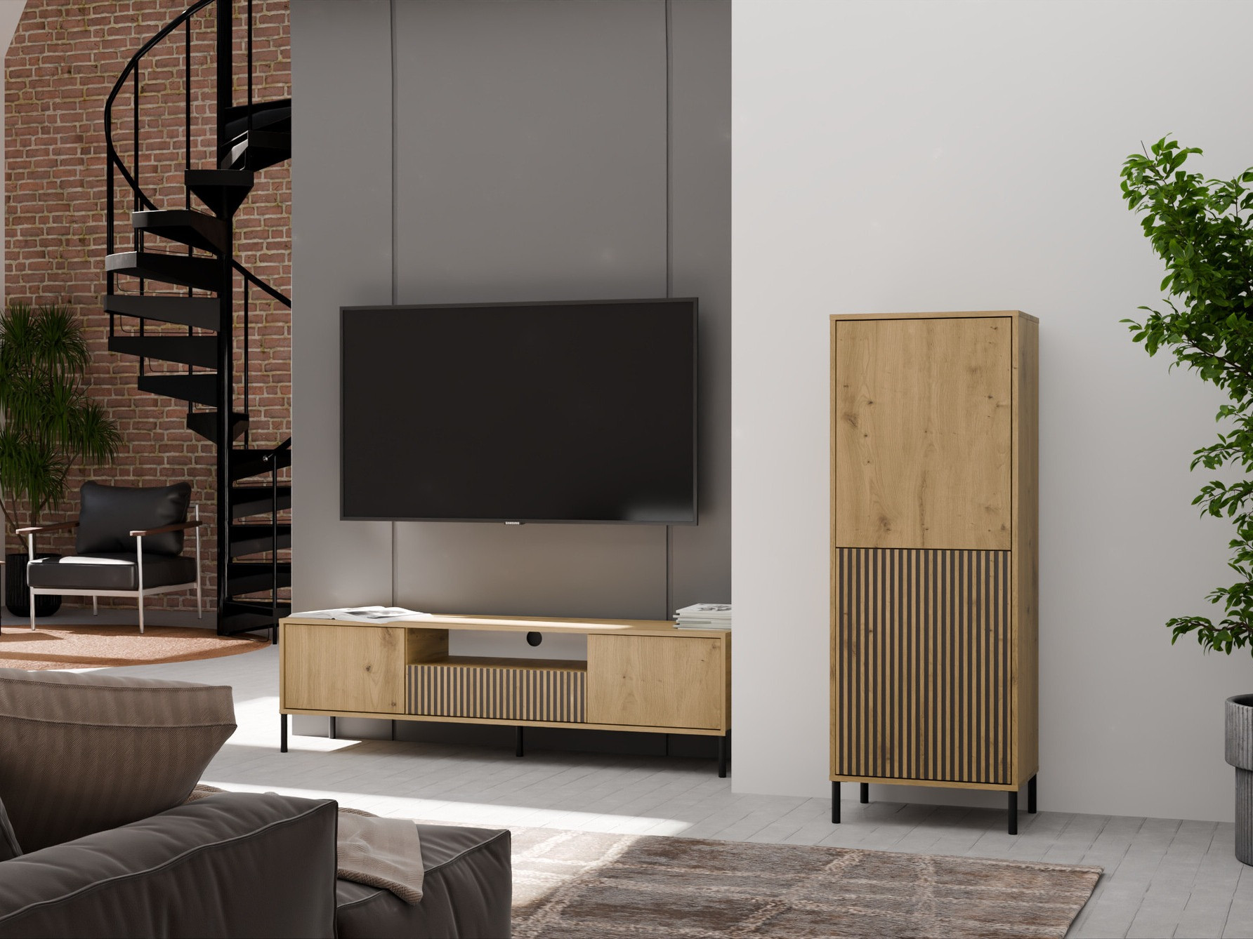 Етажерка Orlsone 103 (Artisan дъб + Черен)