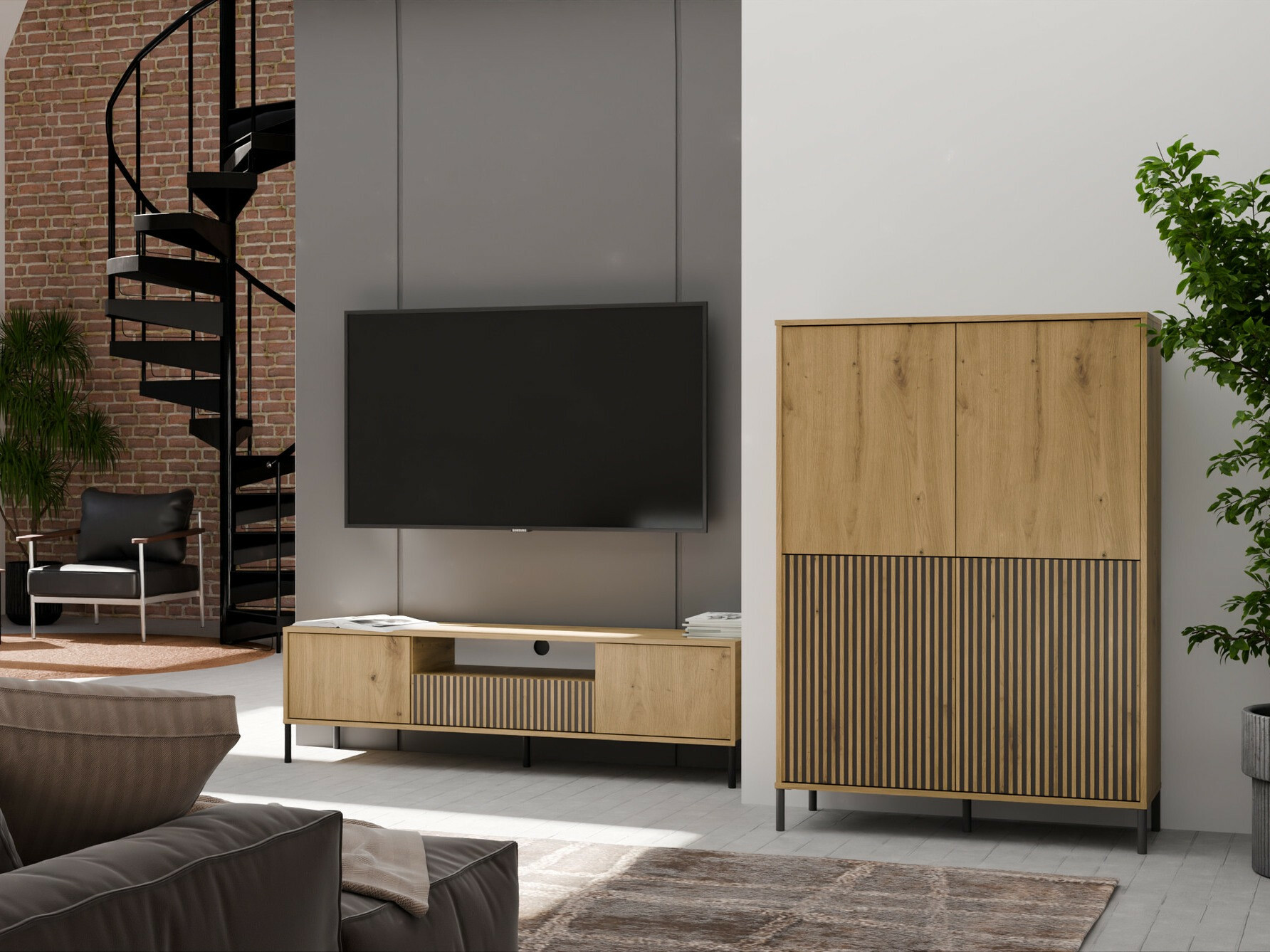 Етажерка Orlsone 104 (Artisan дъб + Черен)