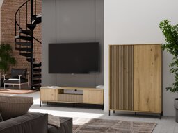 Комплект за хол Orlsone 105 (Artisan дъб + Черен)