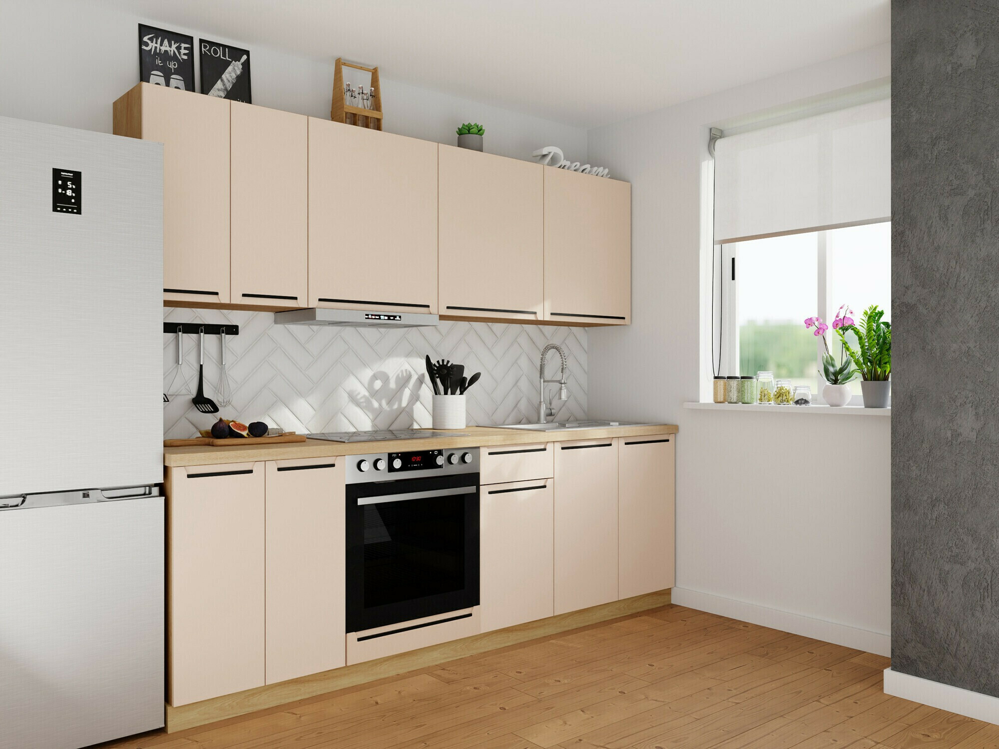 Модулен шкаф за мивка с врати Riso Beige 125