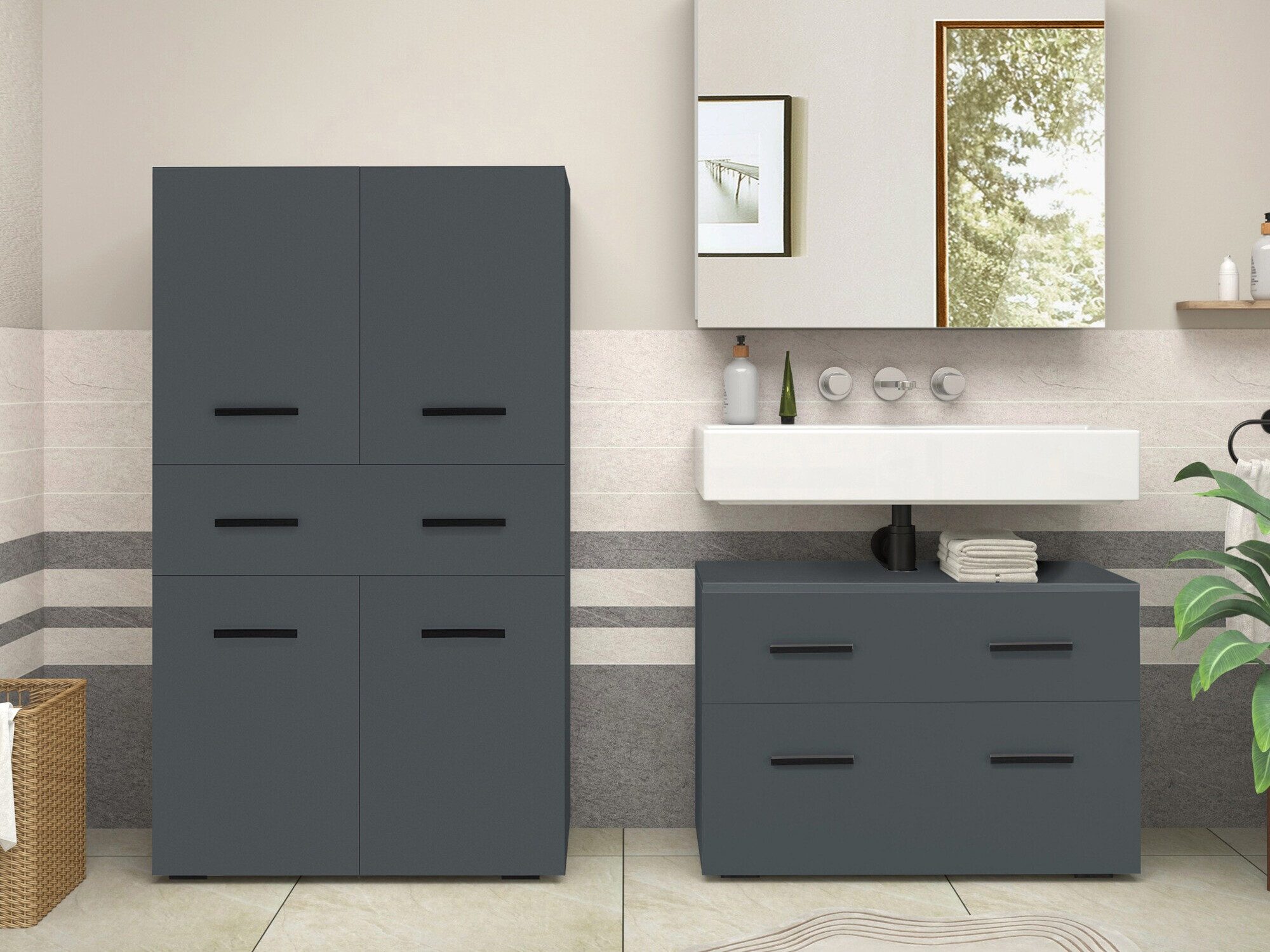 Стоящ шкаф за баня Larlori 106 (Антрацит)