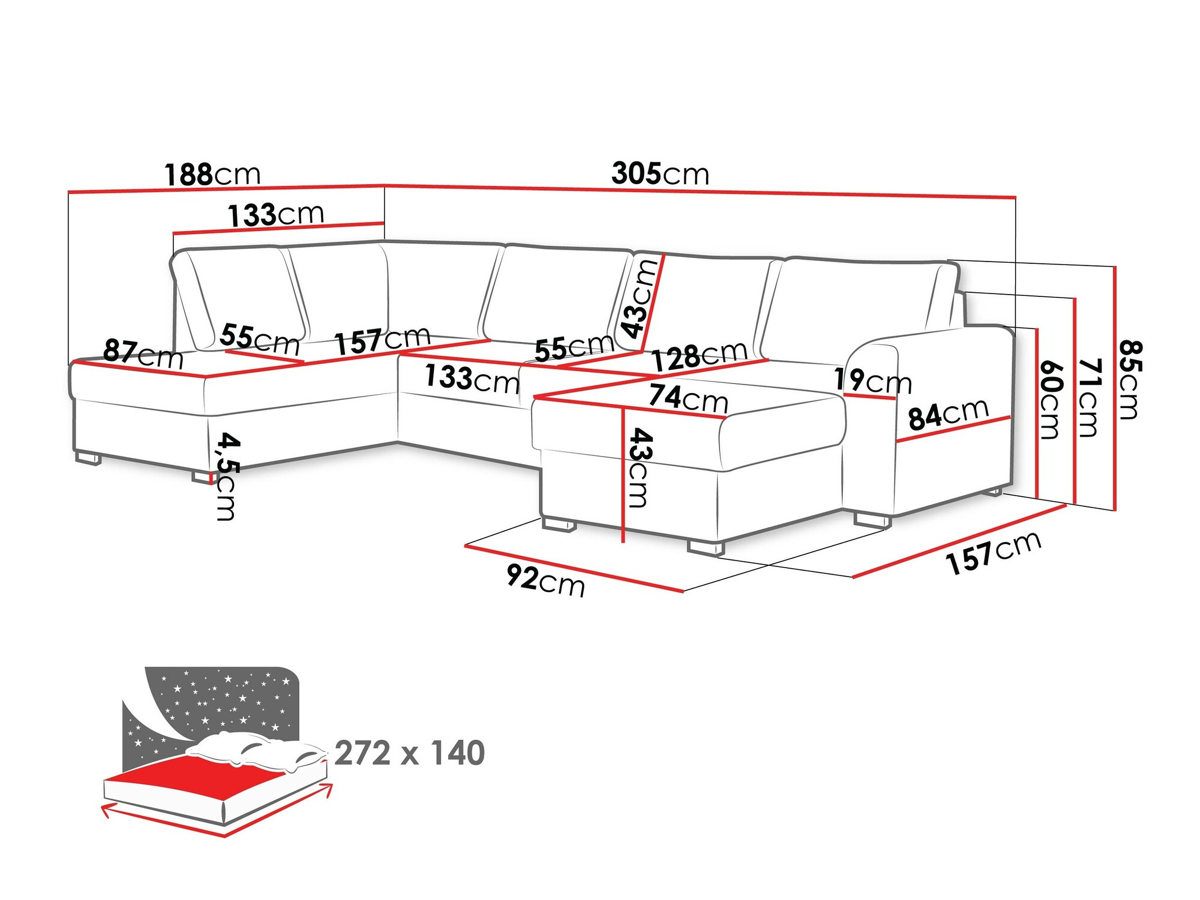 Ъглов диван Comfivo 189 (Magic Velvet 2219 + Venus Velvet 2926)