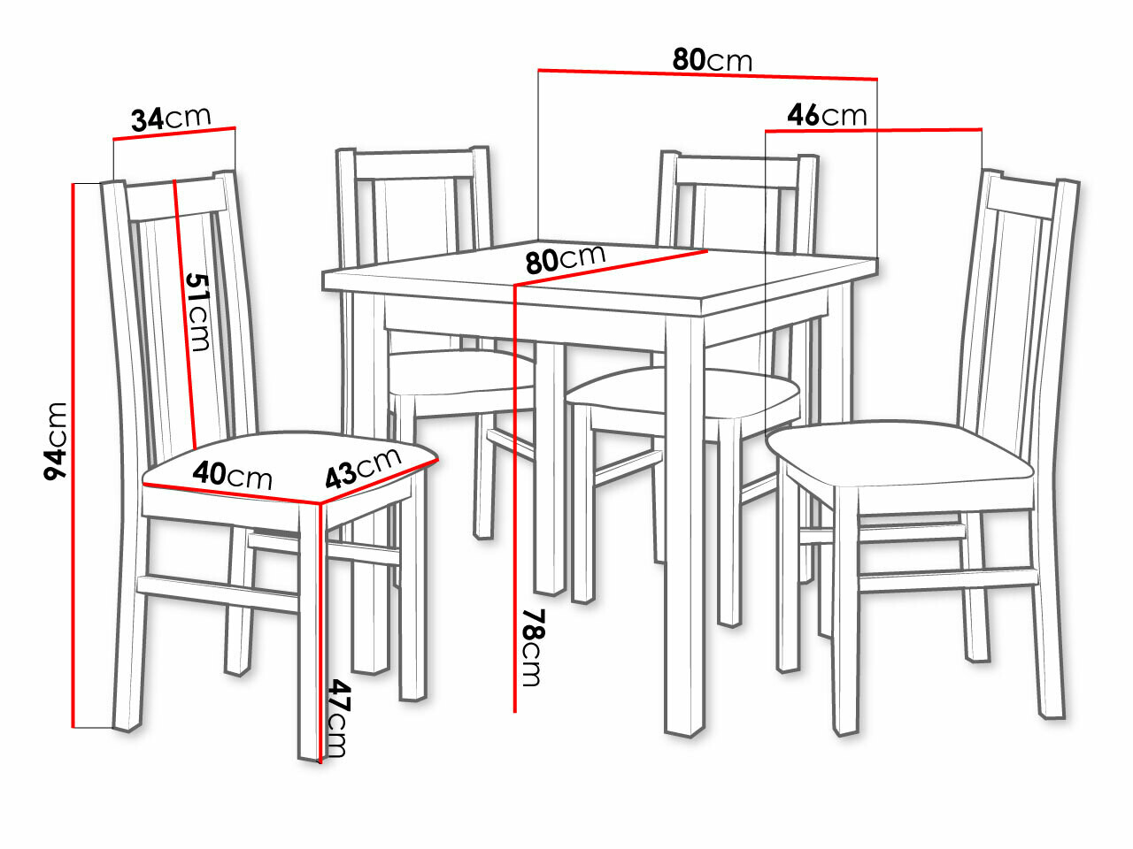 Маса и столове за трапезария Victorville 279 (Бял)