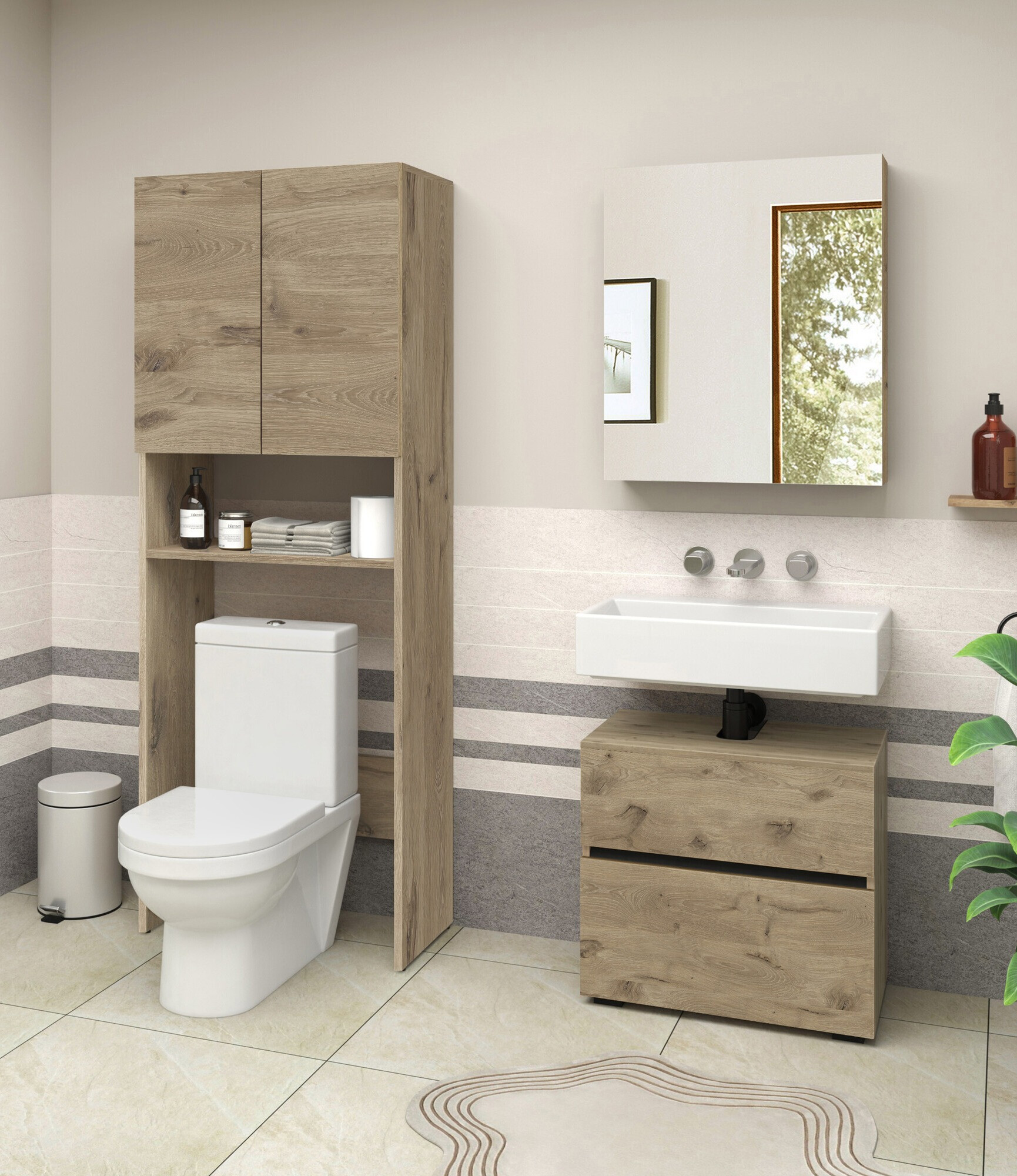 Шкаф за баня Soncamu 114 (Дъб)