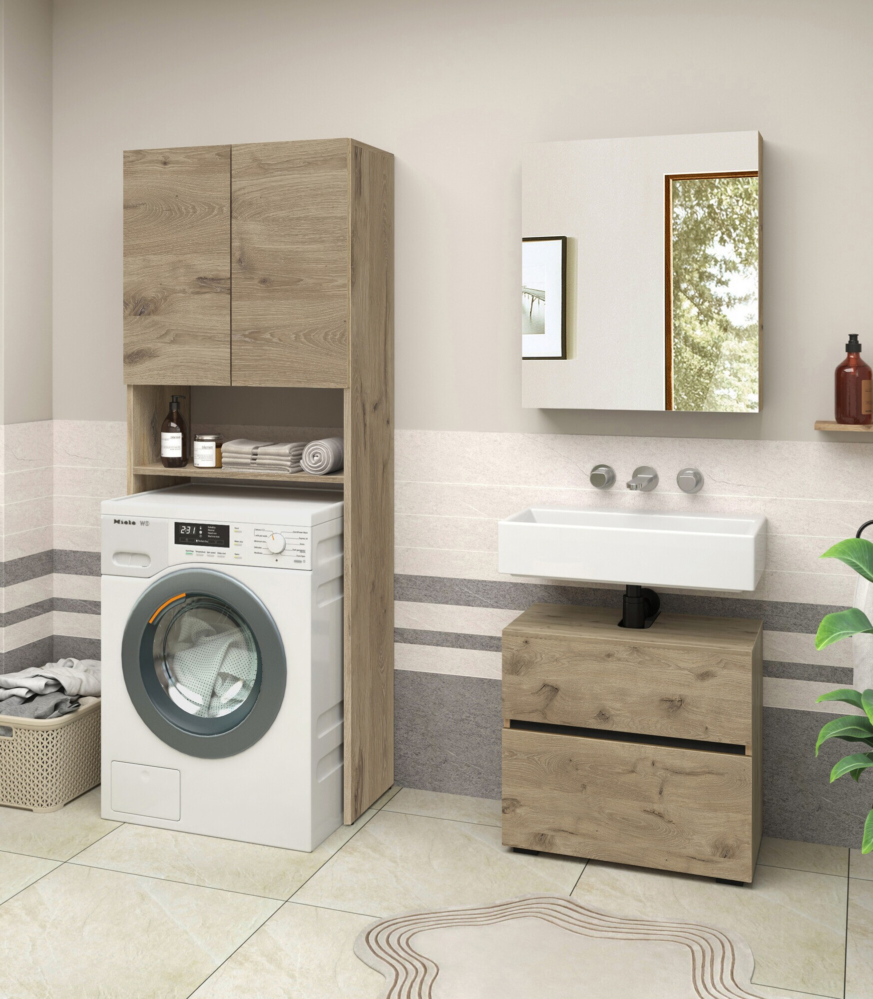 Шкаф за баня Soncamu 114 (Дъб)