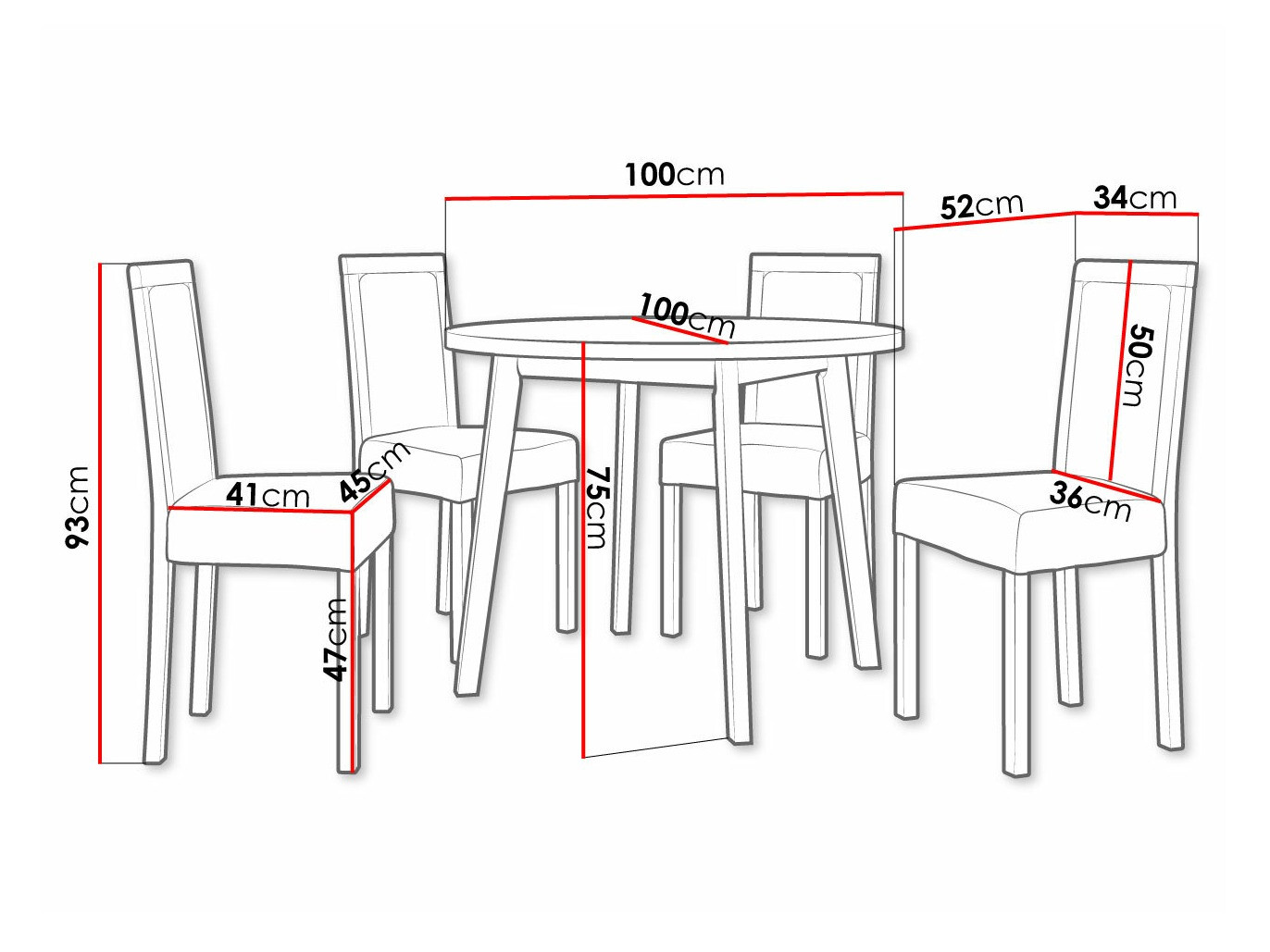 Маса и столове за трапезария Victorville 304 (Бял)