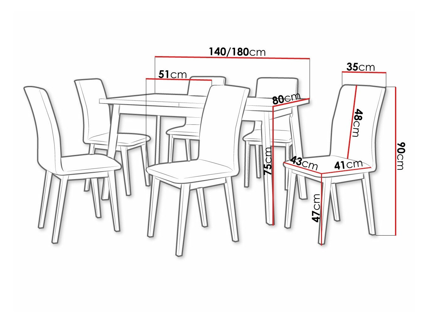 Маса и столове за трапезария Victorville 321 (Черен)