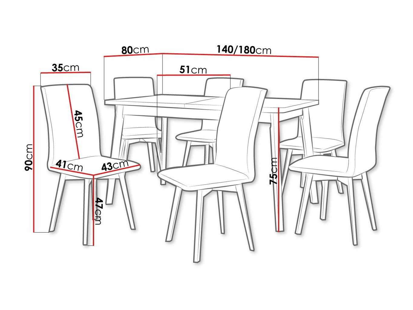 Маса и столове за трапезария Victorville 324 (Бял)