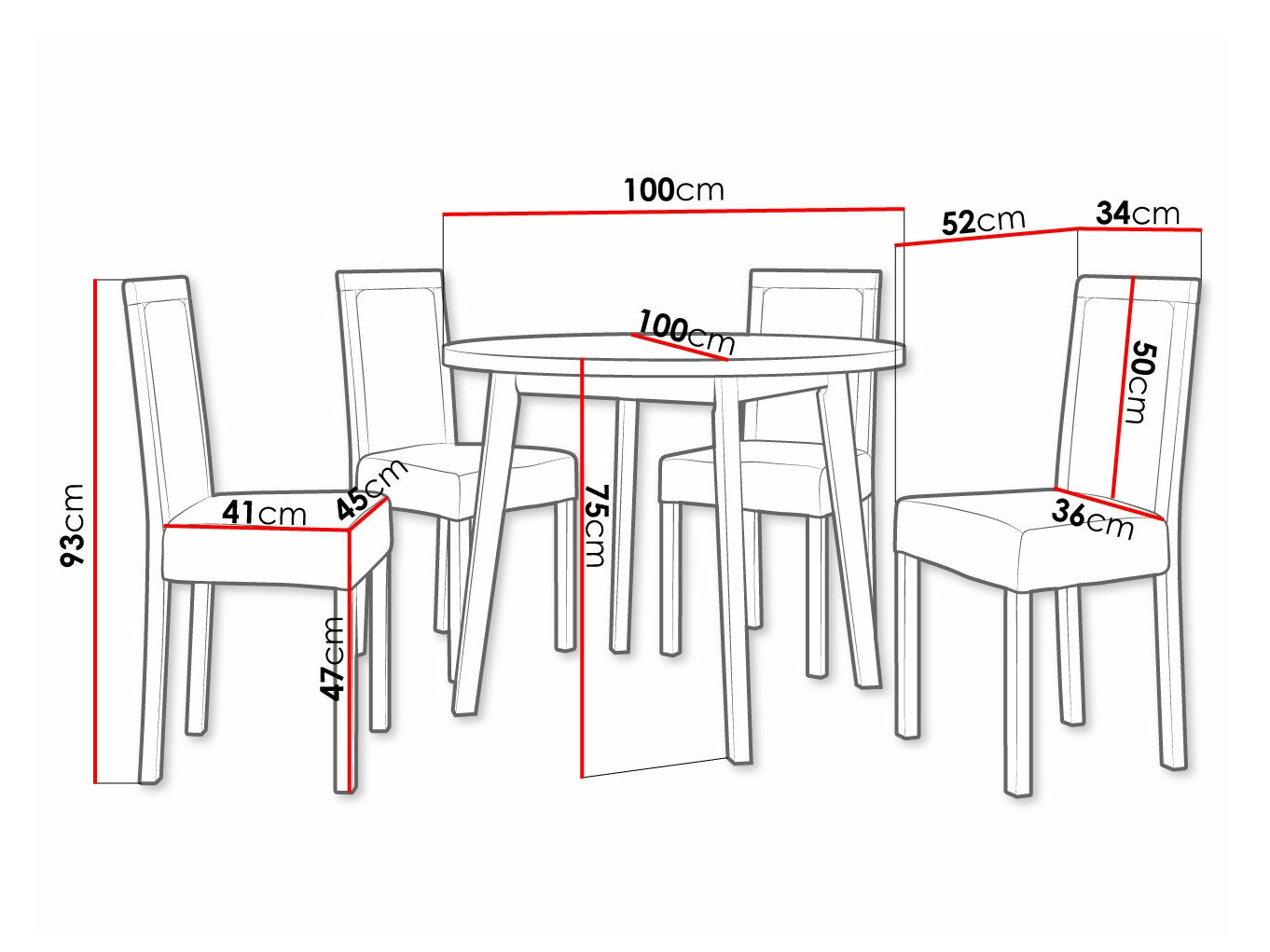 Маса и столове за трапезария Victorville 306 (Черен)
